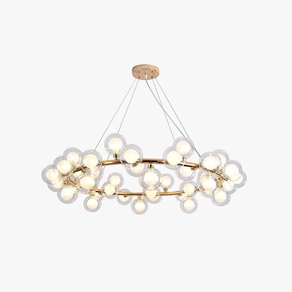 Luxury Gold Glass Ball Chandelier Ring - Elegant Ceiling Light Fixture for Dining Room, Bedroom, and Living Room Decor