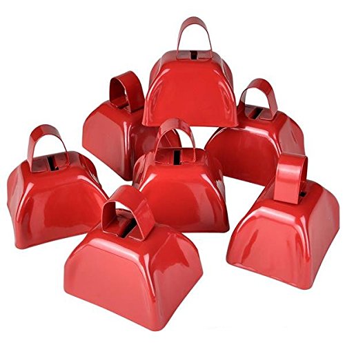 Rhode Island Novelty Red Metal Cowbell - 12 Pack - Loud & Durable for Sports Events, Cheerleading, and Farm Use