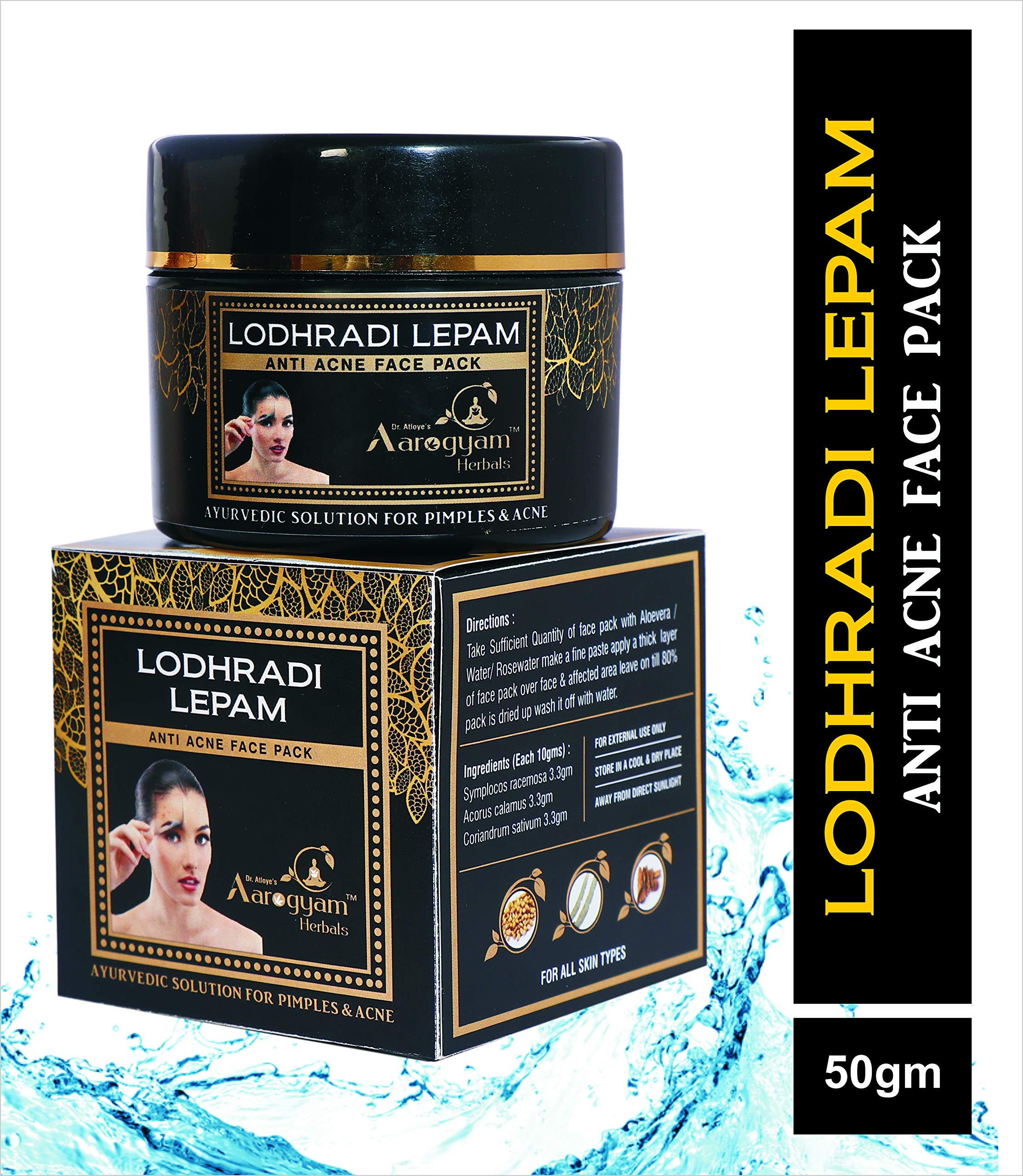 Aarogyam Herbal Lodhradi Lepam Anti Acne Face Pack - Reduces Pigmentation & Blemishes for Men & Women (50g) | Natural Ayurvedic Skincare for Clear & Glowing Skin