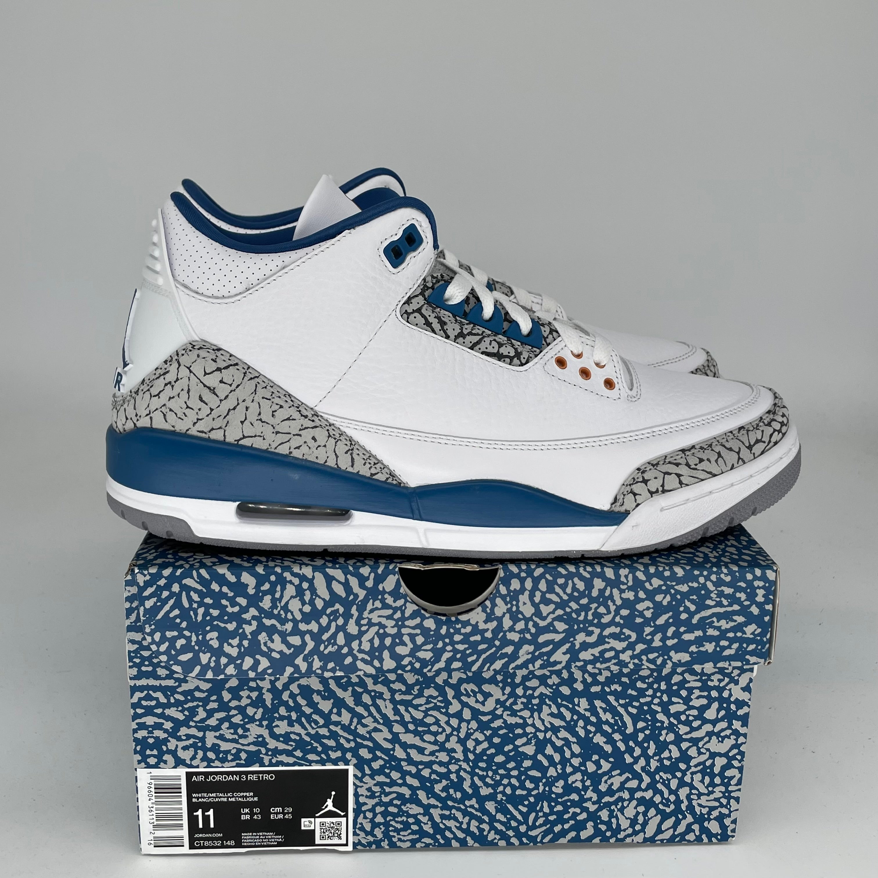 AIR JORDAN 3 WIZARDS Basketball Shoes Men's Size 11 - Retro Style Sneakers CT8532-148 for Streetwear & Casual Outfits