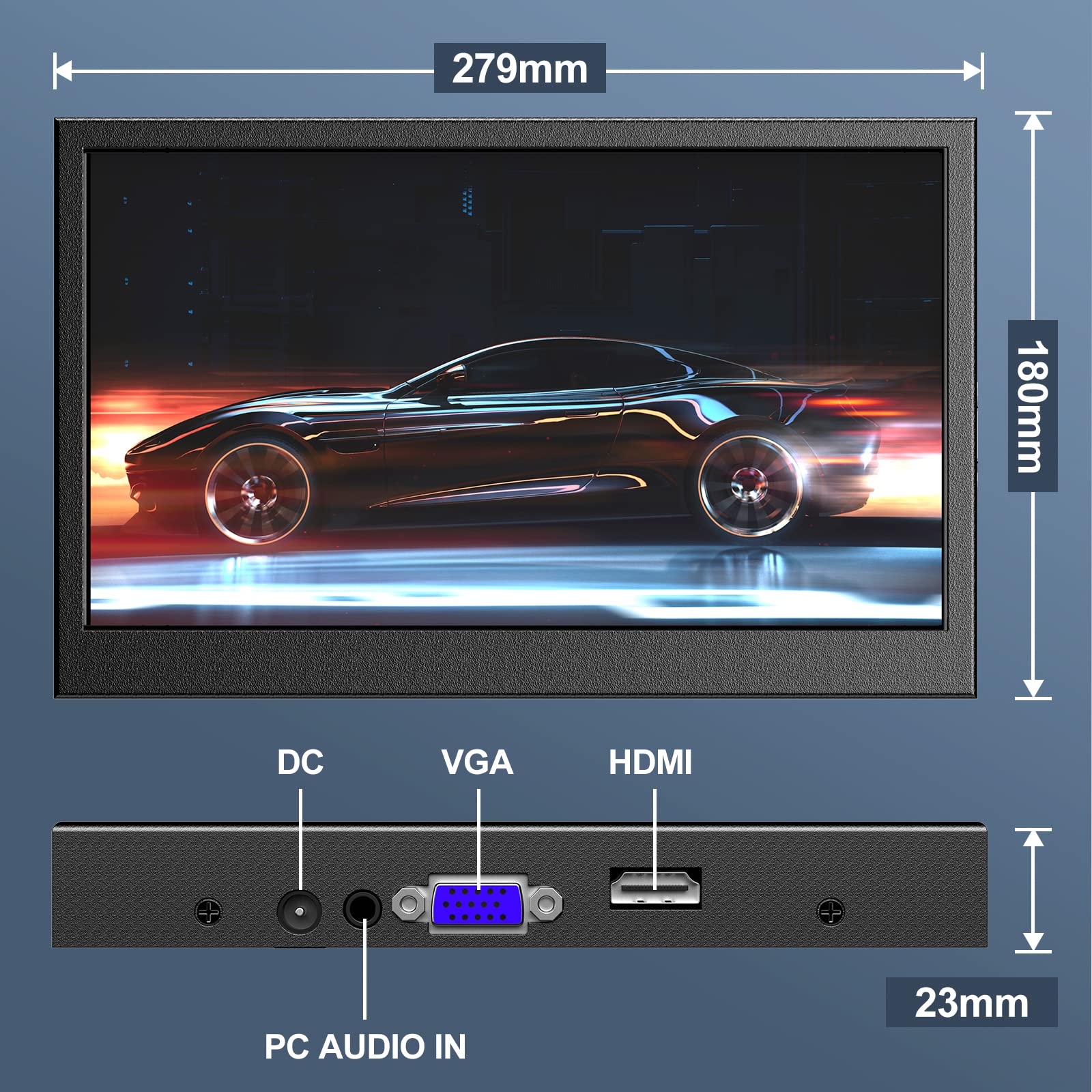Eyoyo 12 Inch IPS Mini Monitor - Portable HDMI/VGA Secondary Screen for Laptop, PC, CCTV Security with 1366x768 Resolution & Built-in Speakers | Perfect for Travel, Office & Home Surveillance