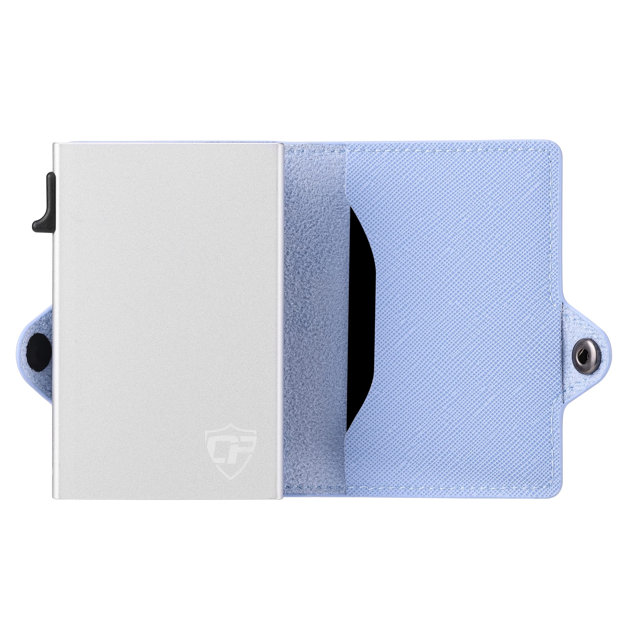 RFID Blocking Slim Minimalist Credit Card Holder for Women - Light Blue PU Saffiano Leather Wallet | Secure & Stylish Card Organizer for Everyday Use, Travel & Business