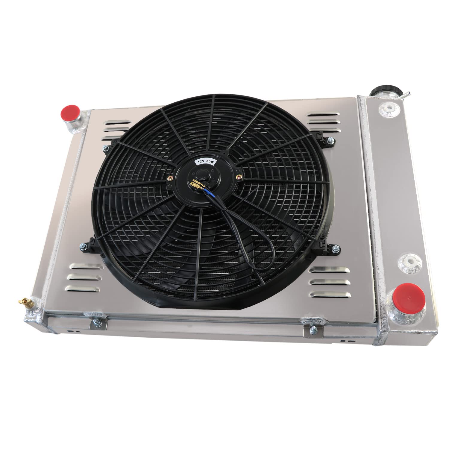 3 Row Aluminum Radiator with Shroud Fan Kit for 1967-1969 Chevy Camaro & Pontiac Firebird Small Block - High Performance Cooling Upgrade for Classic Muscle Cars