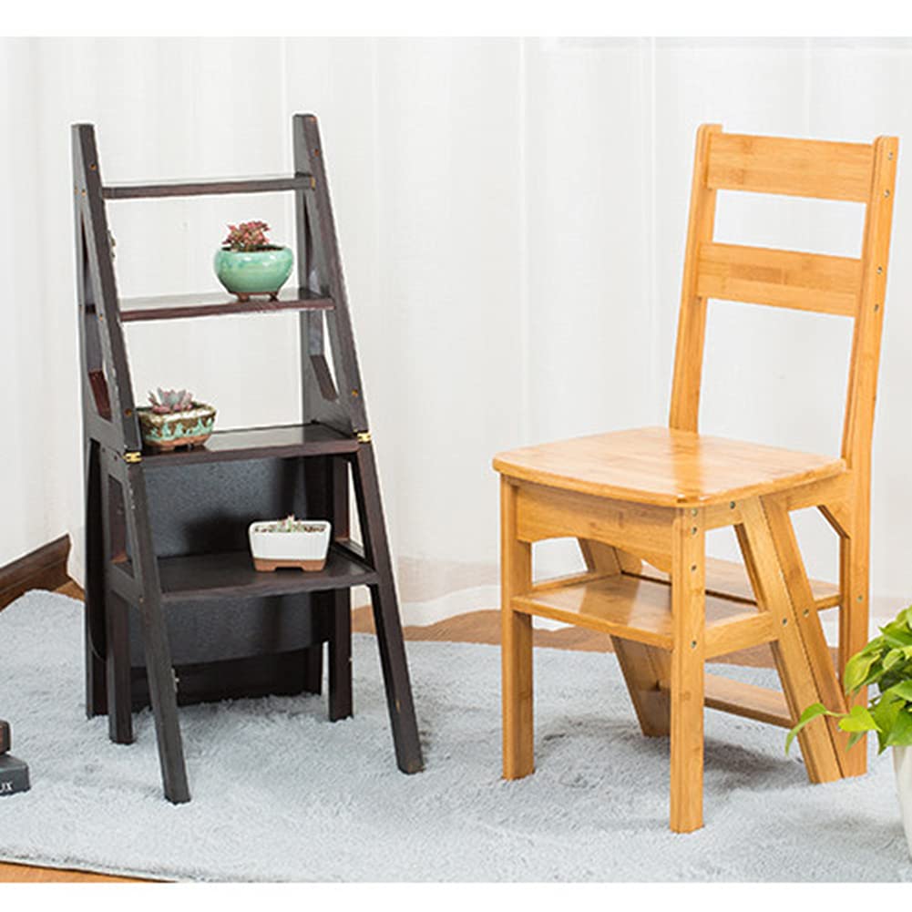 XHALERY 4-Step Wooden Folding Step Stool - Portable Kitchen Ladder, Shoe Bench & Flower Stand for Home, Office, and Garden Use