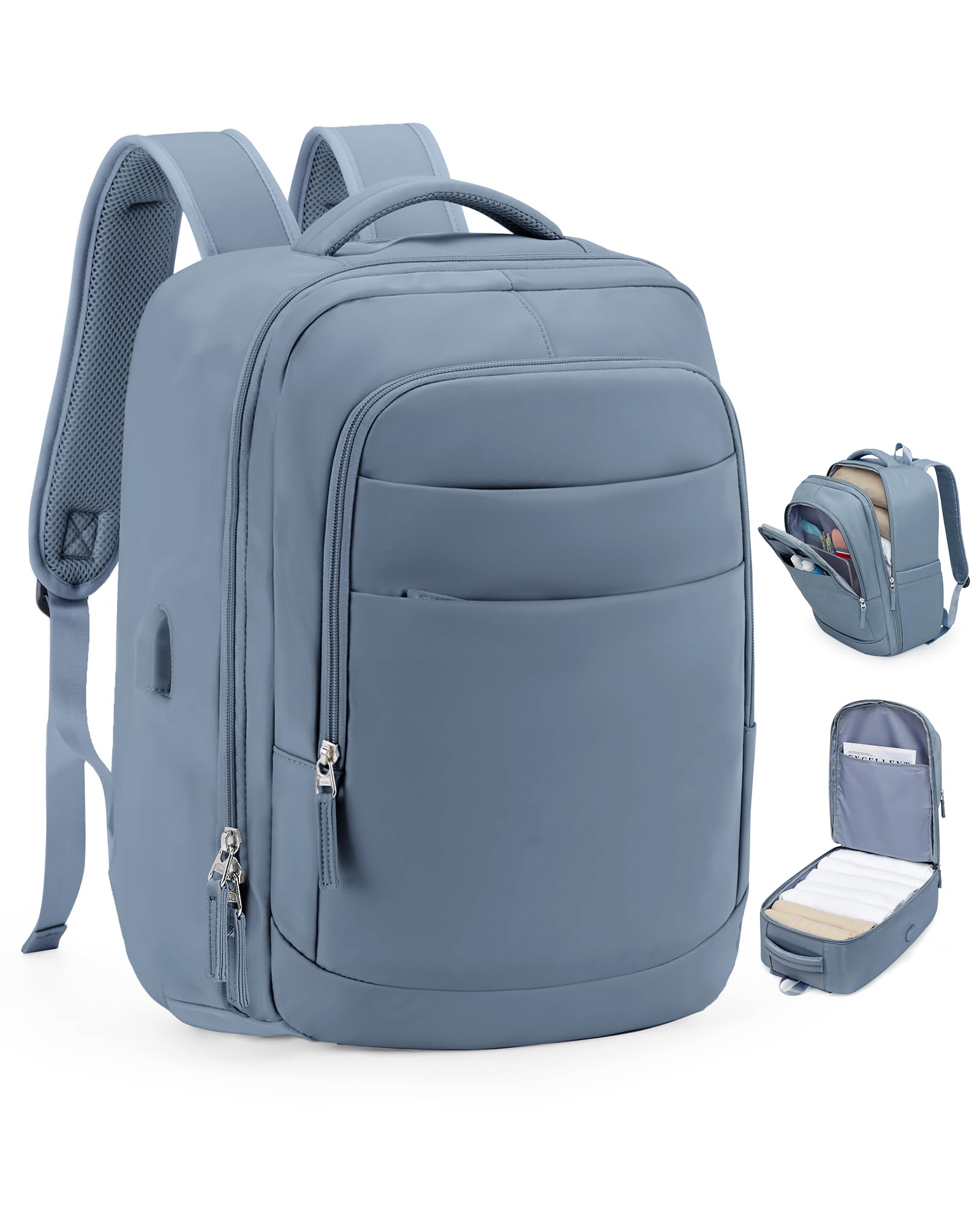 VGCUB Large Travel Carry on Backpack for Women & Men - Waterproof Laptop Backpack with USB Charging Port | Airline Approved Personal Item Size | Perfect for Business Travel, Commuting & Daily Use (Jewel Blue)