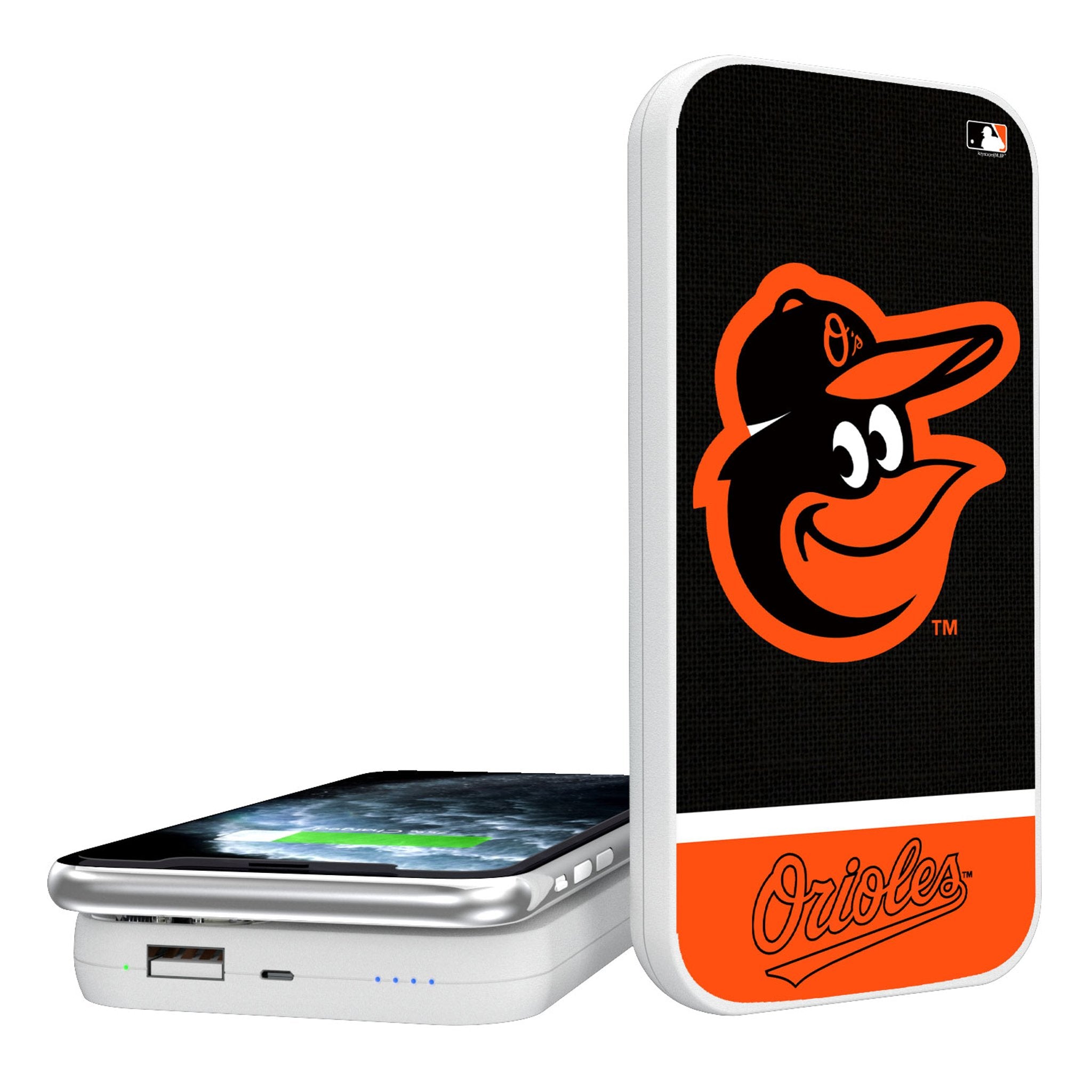 Baltimore Orioles Endzone 5000mAh Portable Wireless Charger - Fast Charging Power Bank for iPhone, Android & AirPods - Perfect for Travel, Camping & Game Day