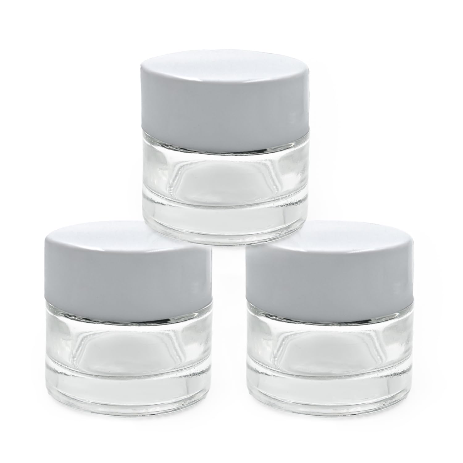 10g Round Empty Glass Cosmetic Jars with White Lids - Perfect for Creams, Balms, Face Scrubs & Body Lotions | Reusable Travel-Friendly Containers for DIY Skincare & Beauty Products