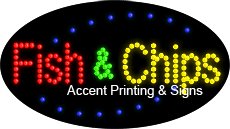 Fish & Chips Flashing LED Sign - Animated Pub Bar Decor with Energy Efficient Design - Perfect for Restaurants, Pubs & Home Kitchen Decor