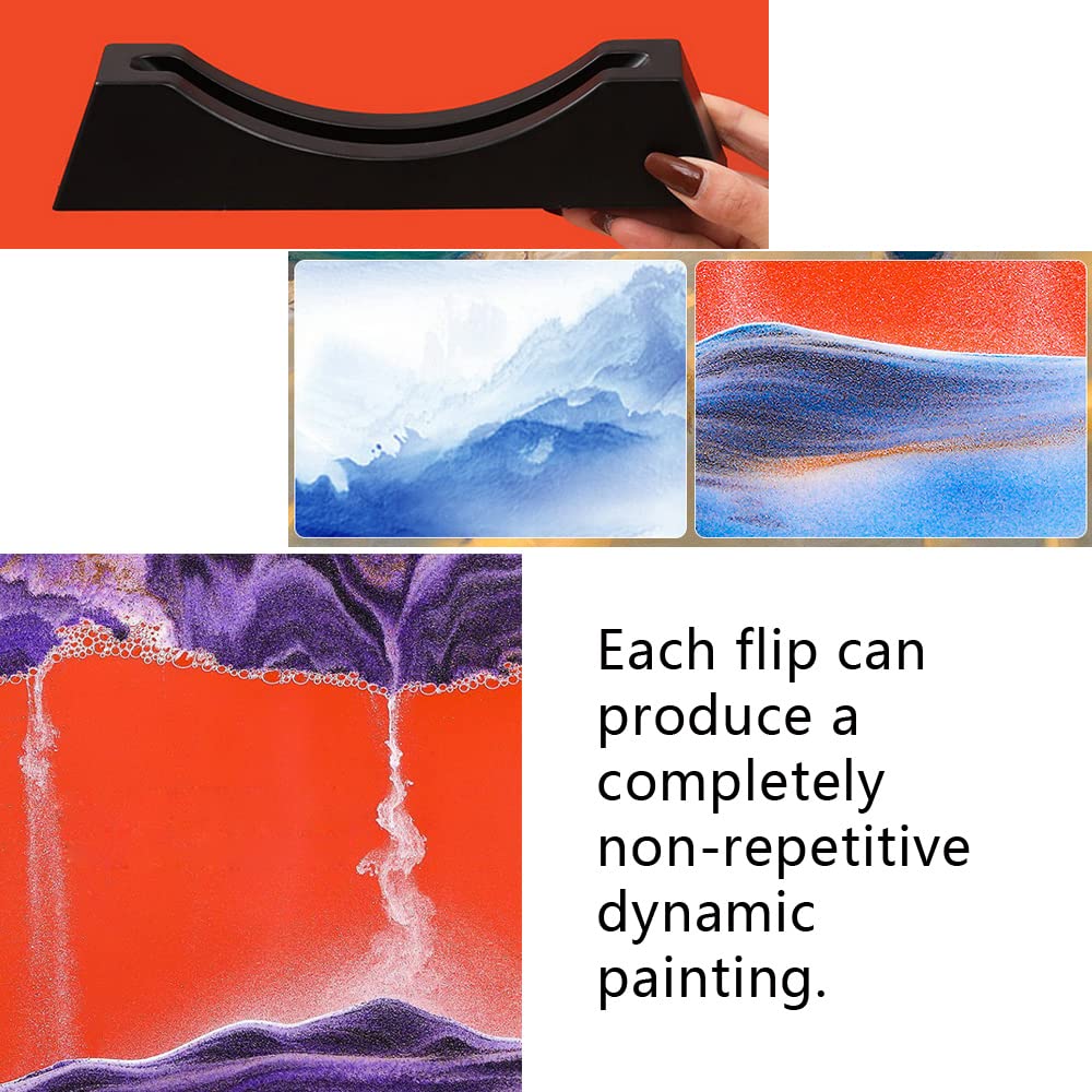 3D Moving Sand Art Picture - Deep Sea Flowing Sand Painting - Glass Sandscape Motion Hourglass Display Frame - 12 Inch Purple - Home & Office Wall Decor - Perfect for Relaxation, Meditation & Stress Relief