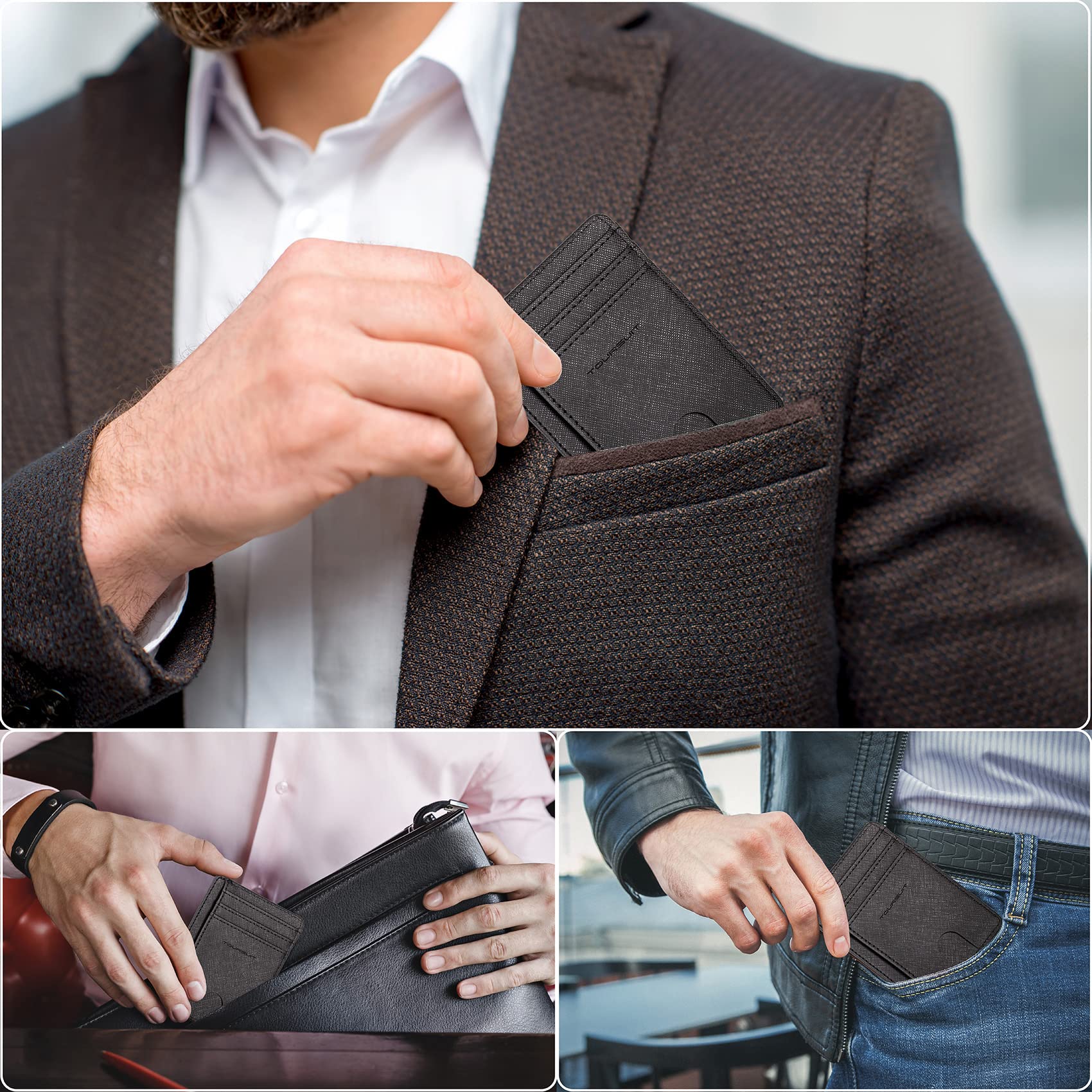 TOURSUIT Slim RFID Blocking Travel Wallet for Men & Women - Minimalist Front Pocket Credit Card Holder (Cross Black) - Perfect for Airports, Commuting & Daily Use