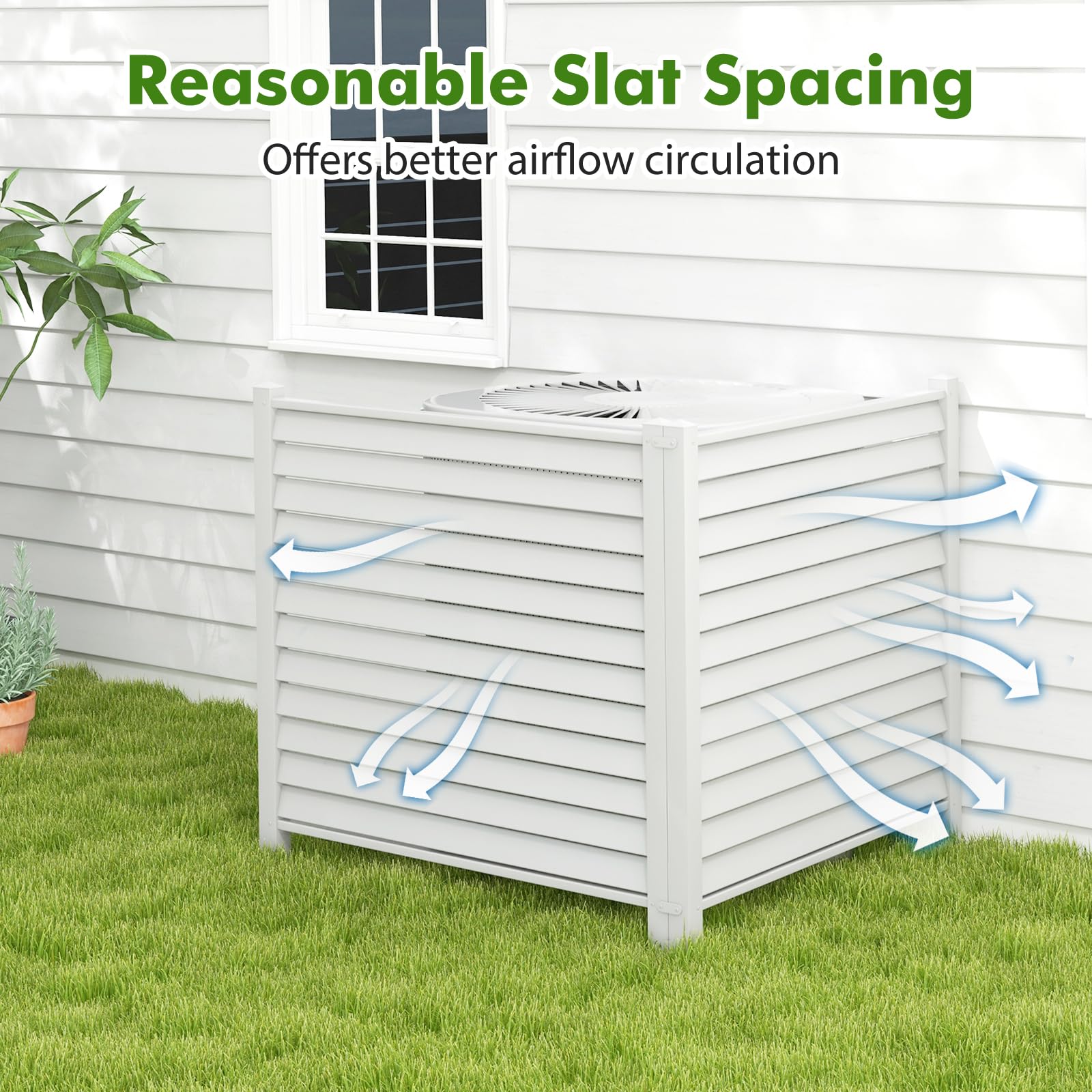 Happygrill 2-Panel PVC Air Conditioner Fence - 45
