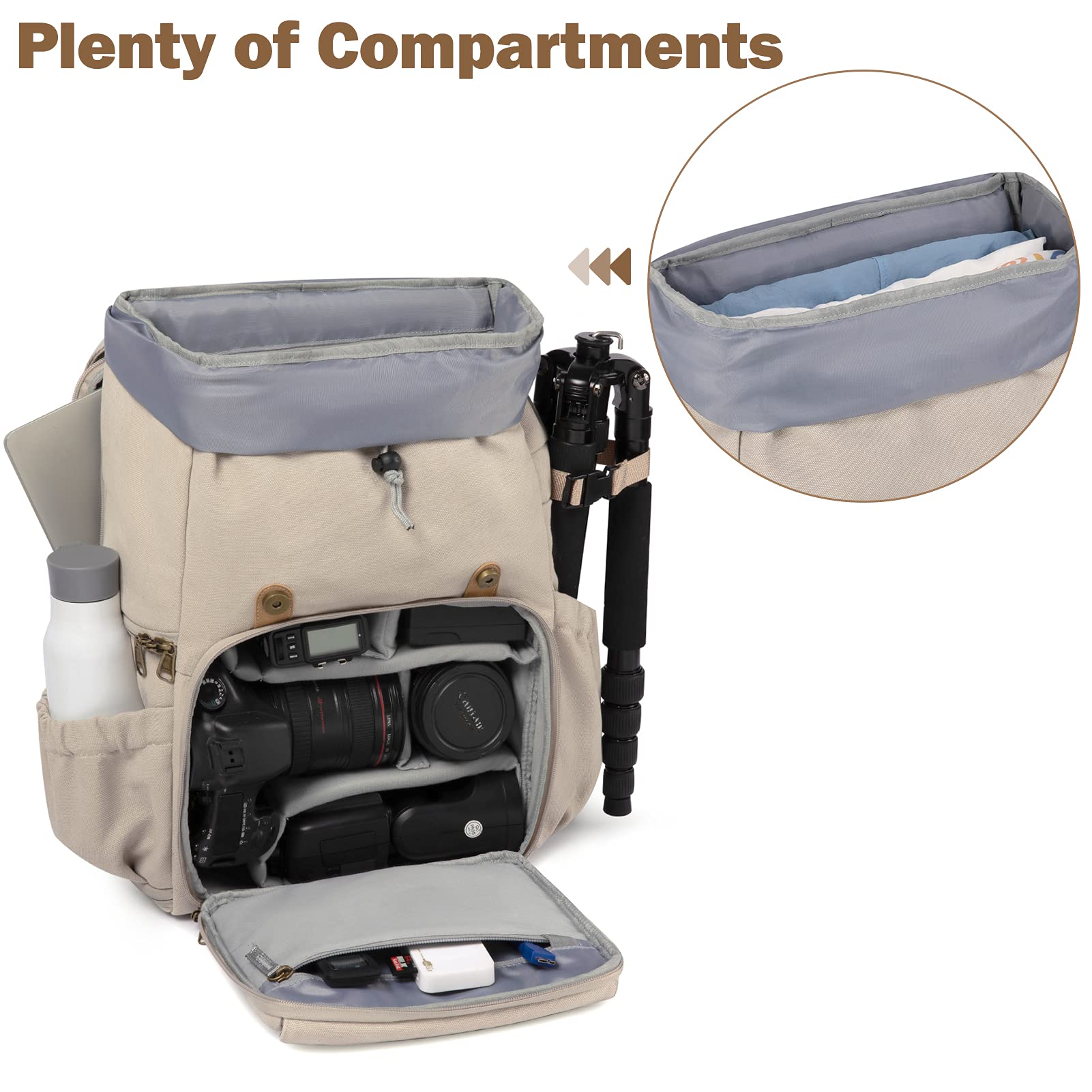 BAGSMART Anti-Theft DSLR SLR Camera Backpack with Rain Cover - Waterproof Canvas Photography Bag Fits 15