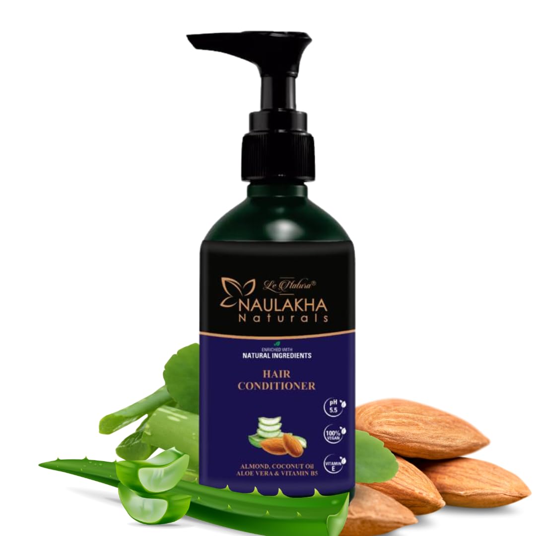 NAULAKHA NATURALS Almond & Aloe Vera Hair Conditioner - Silky Smooth Hair Treatment | Anti-Hair Fall & Anti-Dandruff Formula | For Men & Women | 300ml | Perfect for Daily Hair Care & Damaged Hair Repair