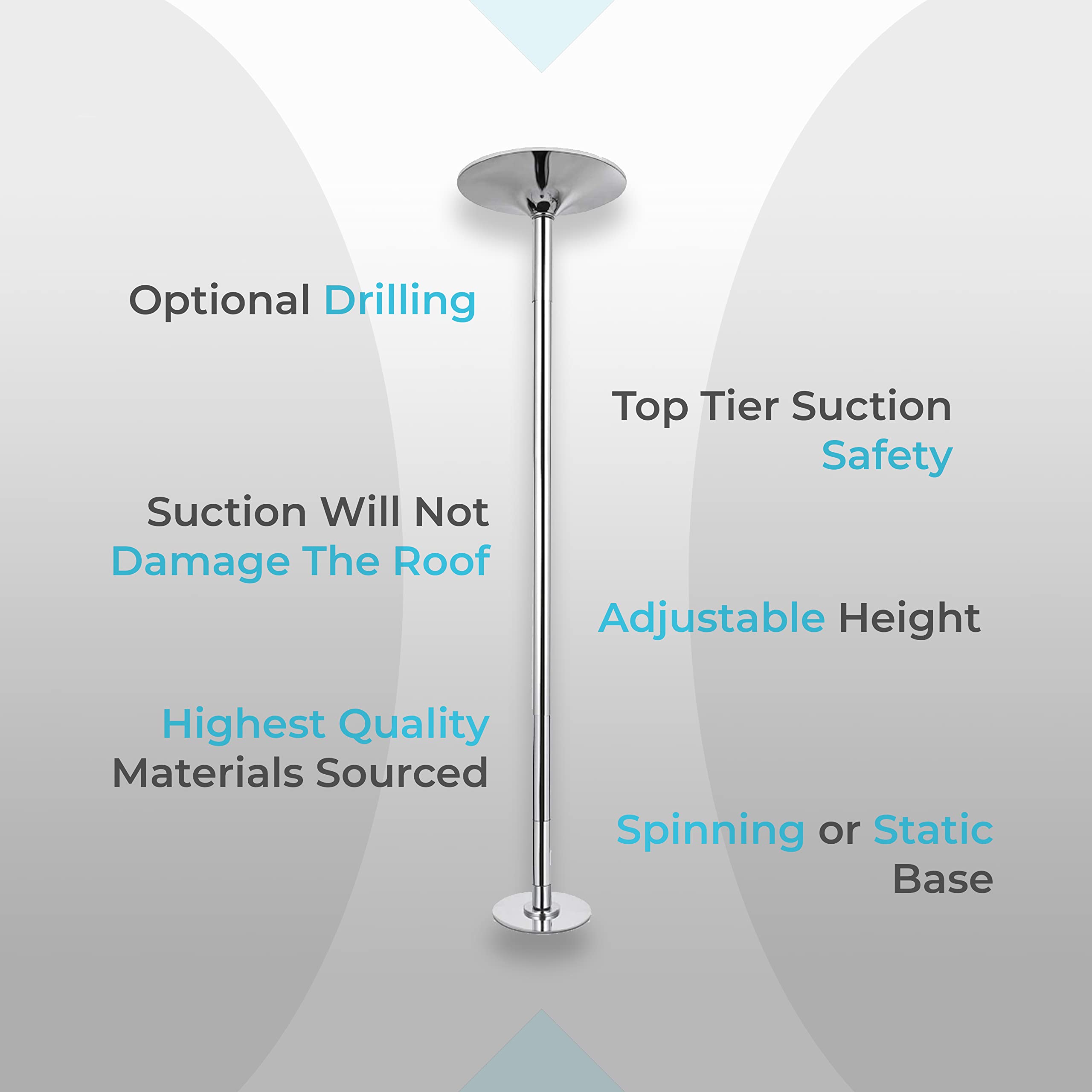 Luxton Adjustable Portable Dance Pole - Heavy-Duty Steel Stripper Pole for Home Gym & Fitness - Static & Spinning Pole Dancing Equipment with Installation Tools - Perfect for Dance Practice, Workout, and Nightclub Entertainment