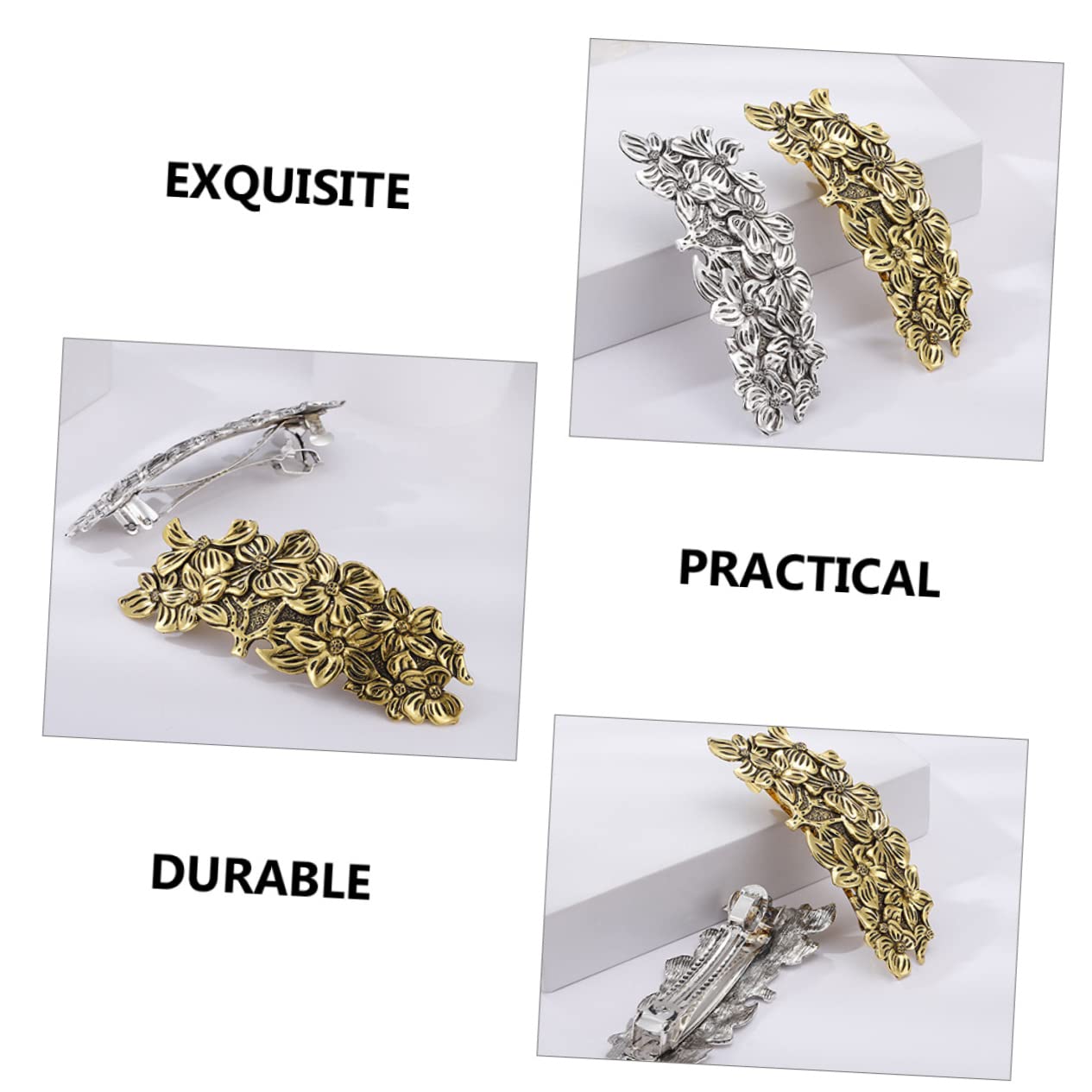 FRCOLOR 3 Sets Luxury Floral Hair Clips for Women & Girls - Elegant Metal Hair Barrettes for Wedding, Party, Prom & Special Occasions - Perfect Bridal Hair Accessories (6 PCS)