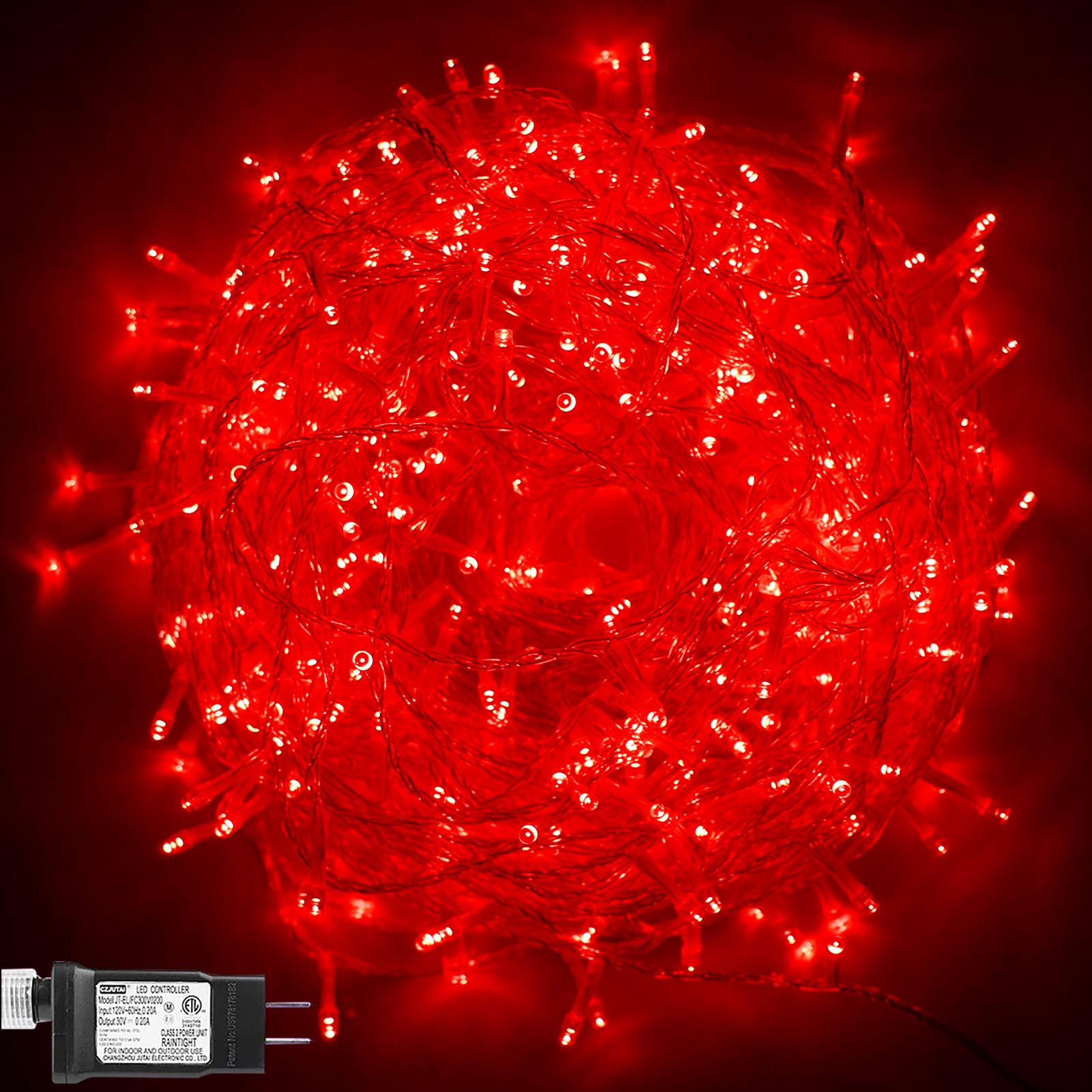 500 LED Christmas Lights Red - 173.9ft Indoor/Outdoor String Lights with Twinkling Effect, Plug-in Hanging Fairy Lights for Xmas Tree, Party, Bar, Bedroom, Garden, and Holiday Decorations (Perfect for Christmas, Weddings, and Festive Events)