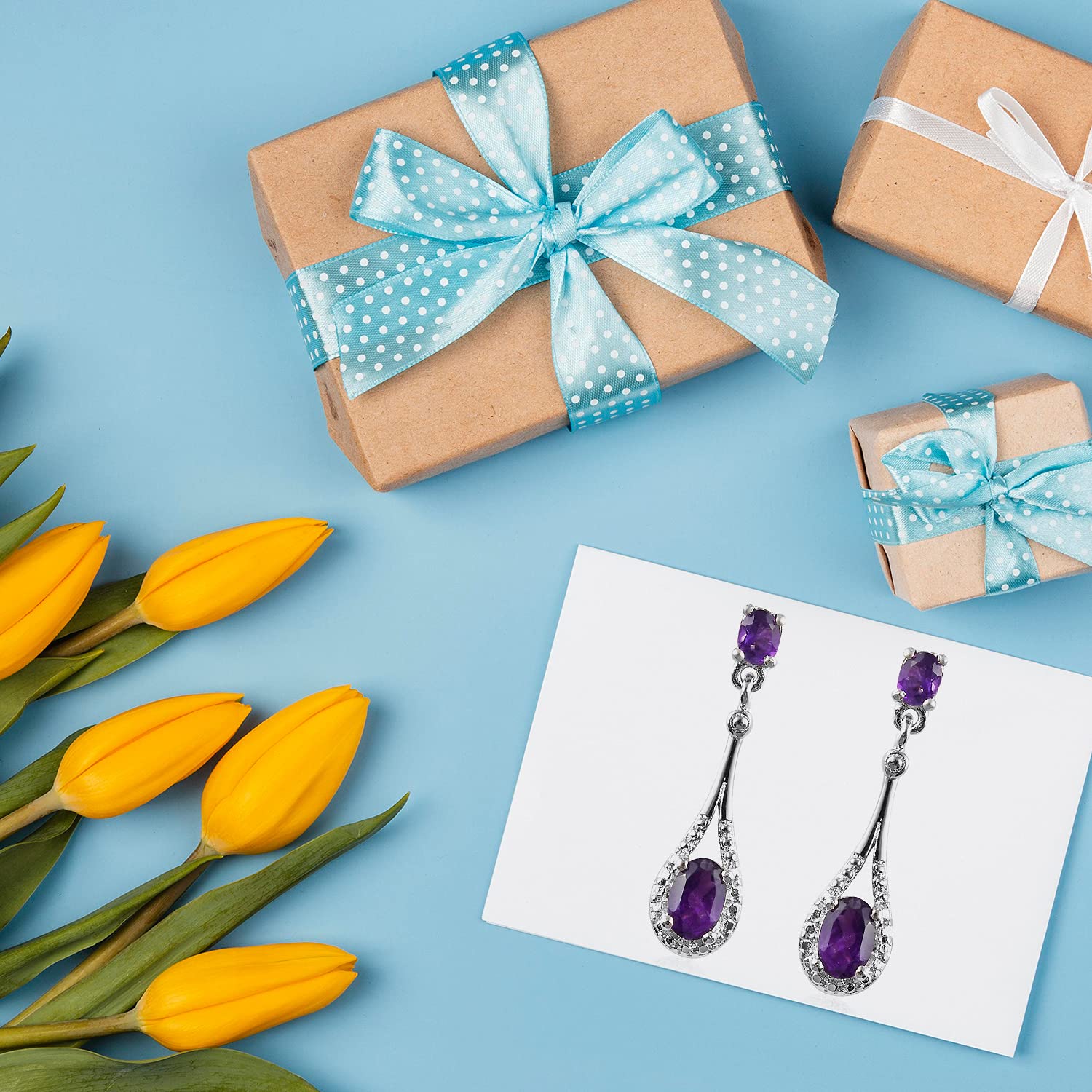 Shop LC Platinum Plated Amethyst Dangle Earrings for Women - February Birthstone Jewelry, Elegant Drop Earrings for Birthday Gifts | Perfect for Valentine's Day, Anniversary & Special Occasions