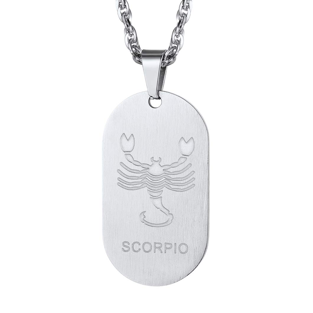 Richsteel Stainless Steel Zodiac Necklace - 12 Constellation Dog Tag Pendant for Men & Women | Two-Tone/Gold/Black Plated Astrological Jewelry | Birthday Gift for Him/Her with Elegant Packaging | Perfect for Daily Wear, Special Occasions & Personalized Gifts