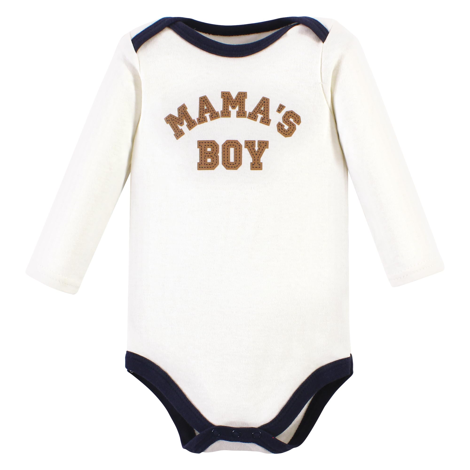 Hudson Baby Unisex Cotton Long-Sleeve Bodysuits - 3 Pack (Brown Navy Mamas Boy) | 18-24 Months | Soft & Comfortable Baby Onesies for Daily Wear, Playtime & Photo Shoots