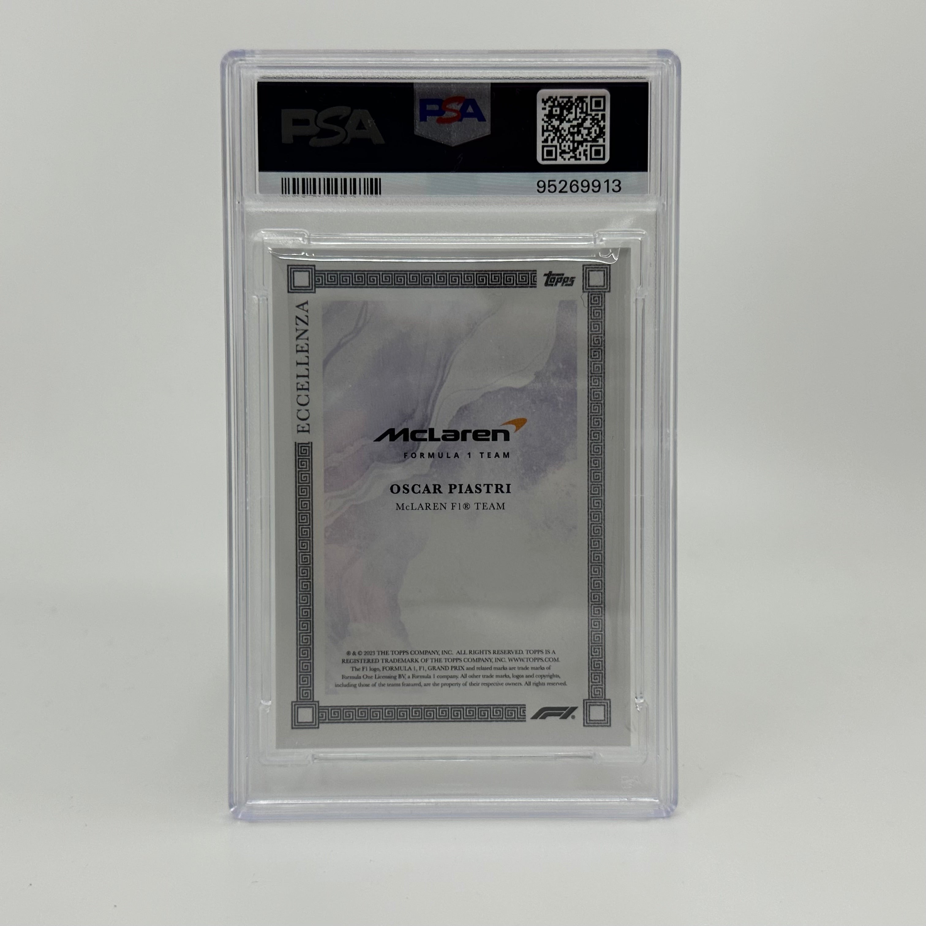 2023 Topps Eccellenza F1 Oscar Piastri Purple #/25 PSA 9 Graded Card - Rare Collectible for F1 Fans, Racing Memorabilia Display