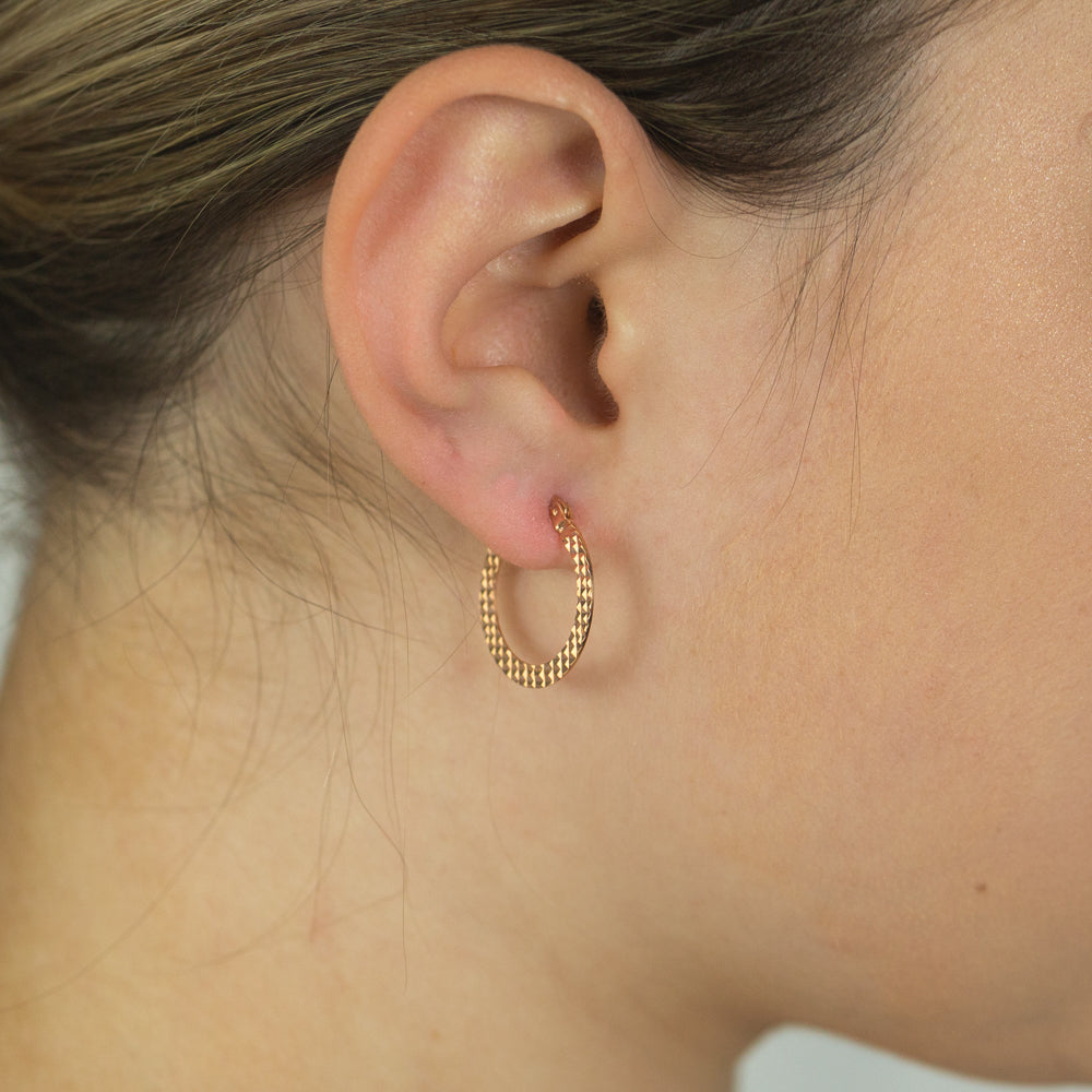 9ct Rose Gold Silver Filled Hoop Earrings for Women - Elegant Dainty Huggie Hoops - Perfect for Everyday Wear, Date Night & Special Occasions