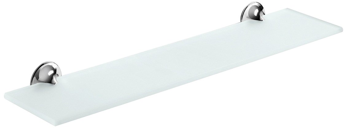 Polished Chrome Frosted Venessia Collection Bathroom Shelf with Tempered Safety Glass - 15.4 Inch Wall Mounted Storage for Shower, Bathtub & Vanity Organization