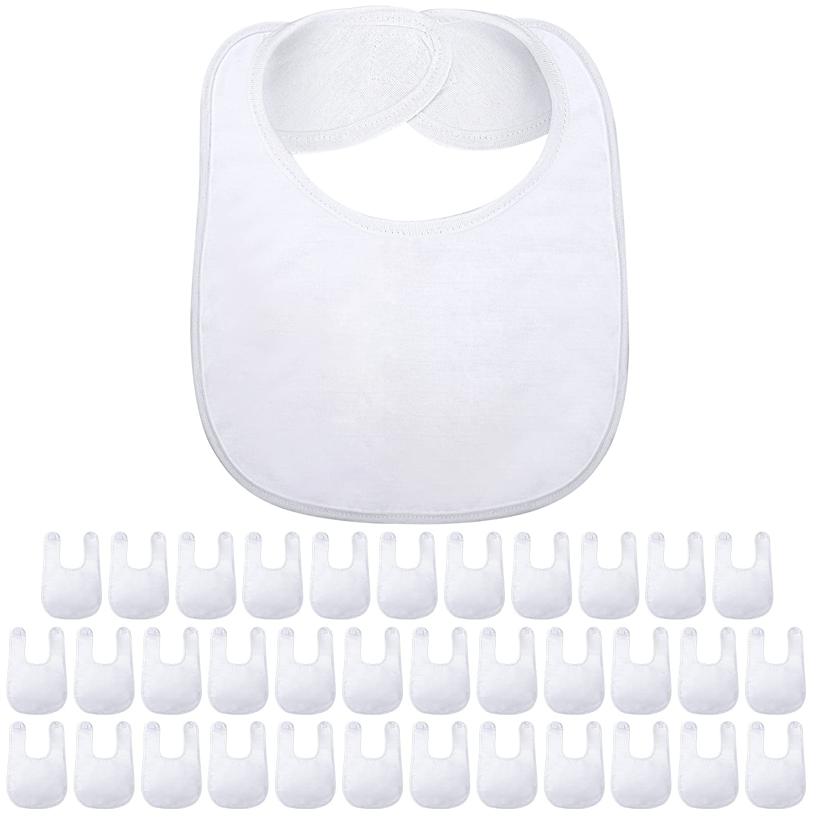 36 Pack Geyoga Sublimation Blank Baby Bibs - Bulk Washable DIY Feeder Bibs for Infants & Toddlers (White) - Perfect for Custom Designs, Baby Showers & Everyday Use