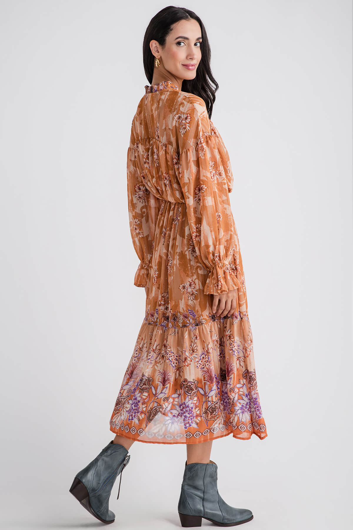 Merci Floral Border Print Midi Dress - Women's Summer Floral Dress with V-Neck & Flowy Skirt | Perfect for Garden Parties, Date Nights & Beach Vacations