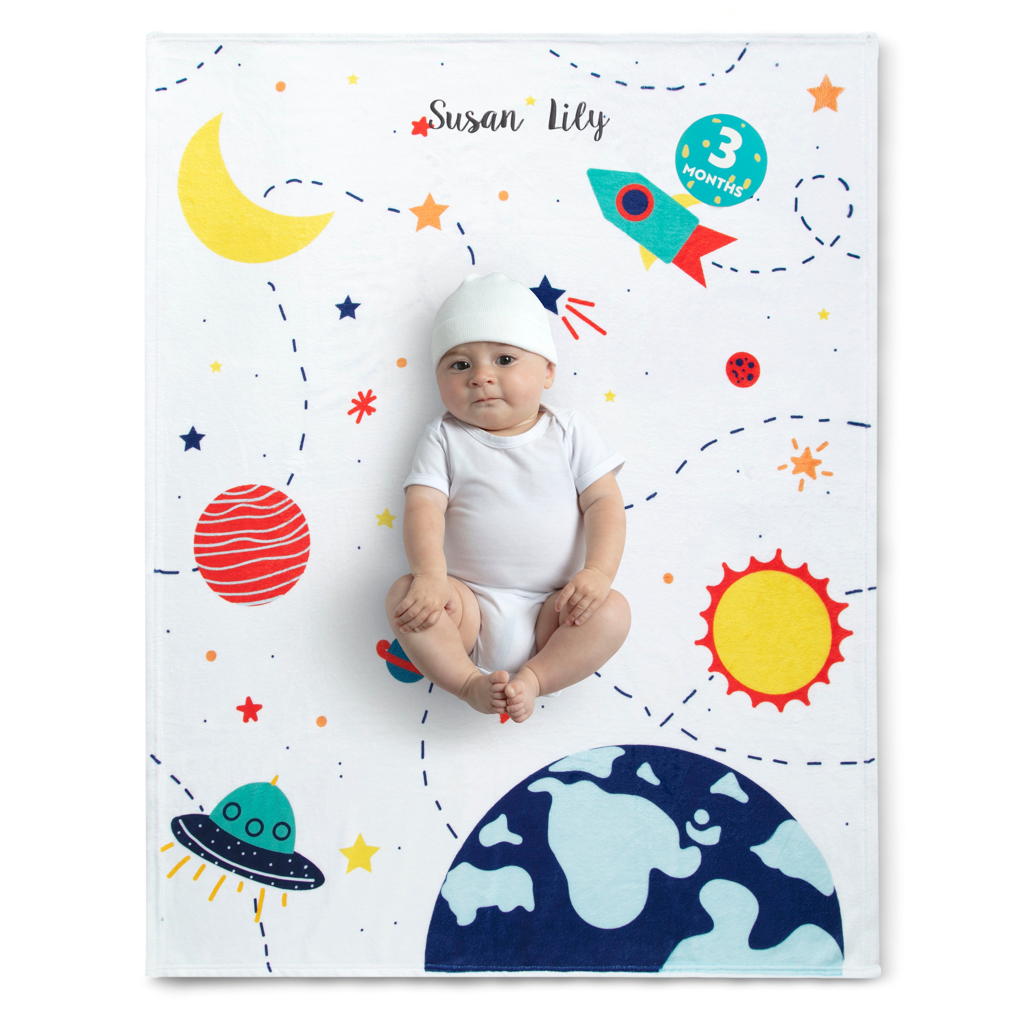 Personalized Milestone Baby Blanket - Custom Name & Date - Soft & Cozy Newborn Keepsake - Perfect for Baby Showers, Christenings & First Birthday Gifts
