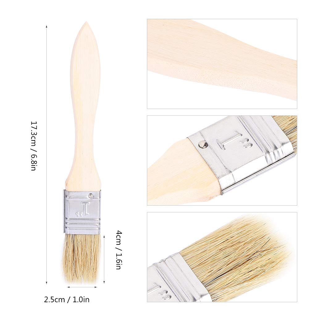 5-Piece Premium Pastry Brushes Set - Natural Boar Bristle & Wood Handle Basting Brushes for BBQ, Grilling, Baking - Ideal for Basting Meats, Glazing Pastries, and Applying Sauces in Professional & Home Kitchens