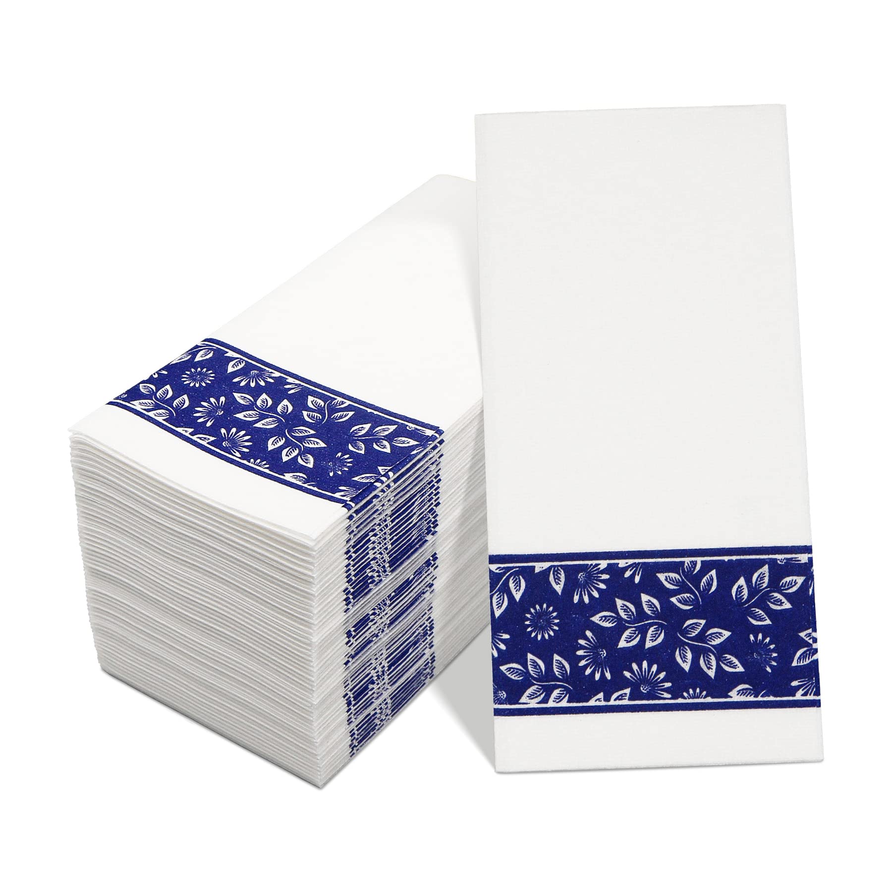 100-Pack Soft & Absorbent Disposable Guest Towels - Premium Linen-Feel Paper Hand Towels for Bathroom, Kitchen, Wedding, Party & Events | Decorative Colorful Blue Napkins | Perfect for Home Hospitality, Restaurants & Special Occasions