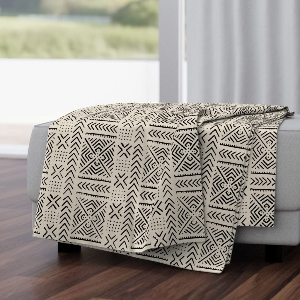 Luxe Velvet Throw Blanket 50x70 Inches - African Mud Cloth Tribal Print Afrocentric Design for Sofa, Bed & Home Decor