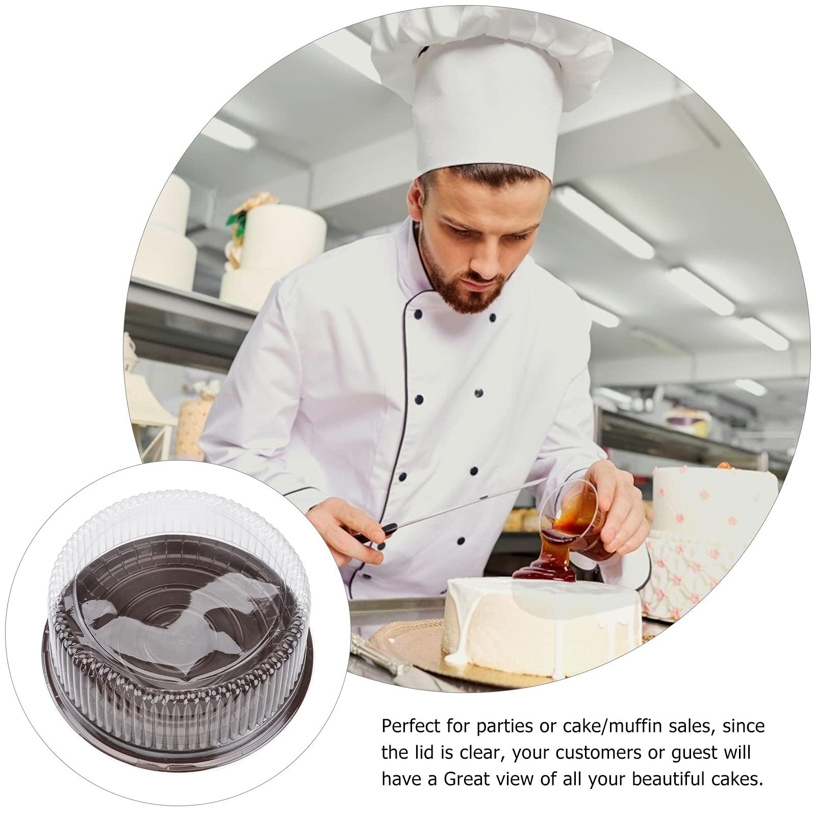 DOITOOL 10PCS 8-Inch Clear Plastic Cake Boxes - Disposable Transparent Pastry Containers for Cupcakes, Mooncakes, Desserts | Perfect for Bakery, Party Favors, Gift Packaging