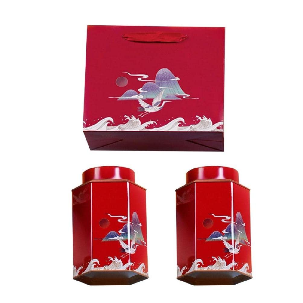 Premium Airtight Tea Storage Canisters - Chinese Style Decorative Tin Can with Lid for Loose Tea, Coffee, Cookies & Dry Food | Ideal for Kitchen Pantry Organization & Gift Packaging