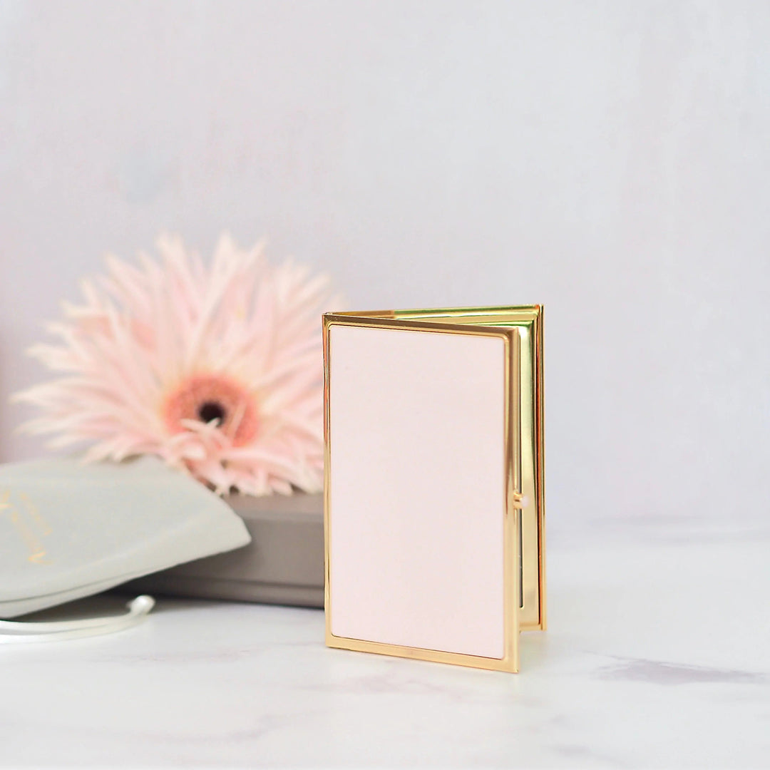 Enamel & Gold Plated Double Picture Travel Frame - Elegant Keepsake for Family Photos, Vacations & Gifts | Perfect for Home Decor, Office Desk & Travel Memories
