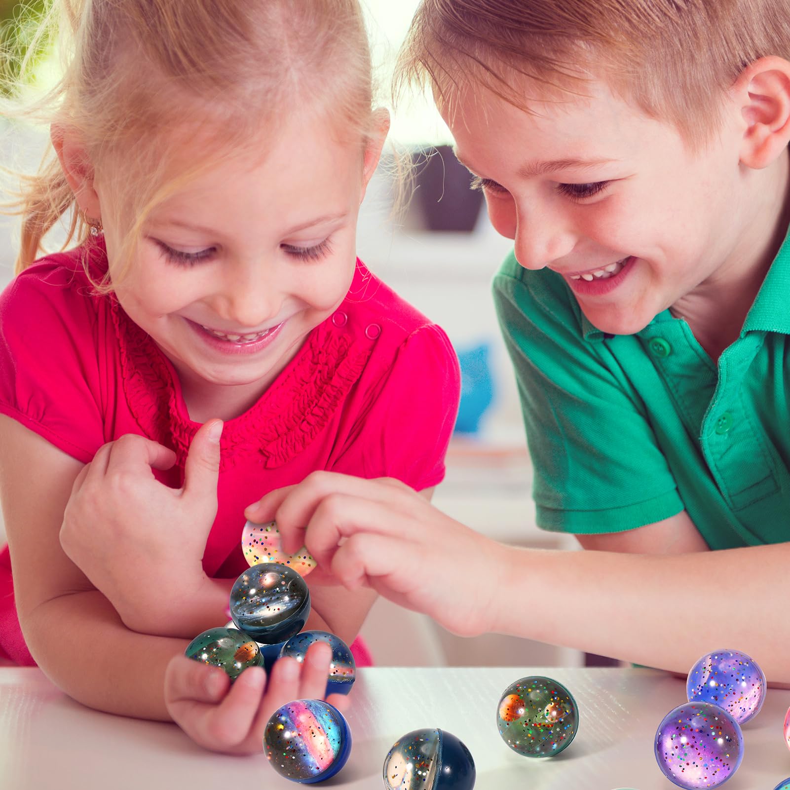 16PCS Solar System Toys for Kids - 45mm Galaxy Bouncy Balls & Space Flashcards | STEM Educational Party Favors, Classroom Learning & Birthday Gifts | Explore Planets & Stars for Science Projects & Space-Themed Decor
