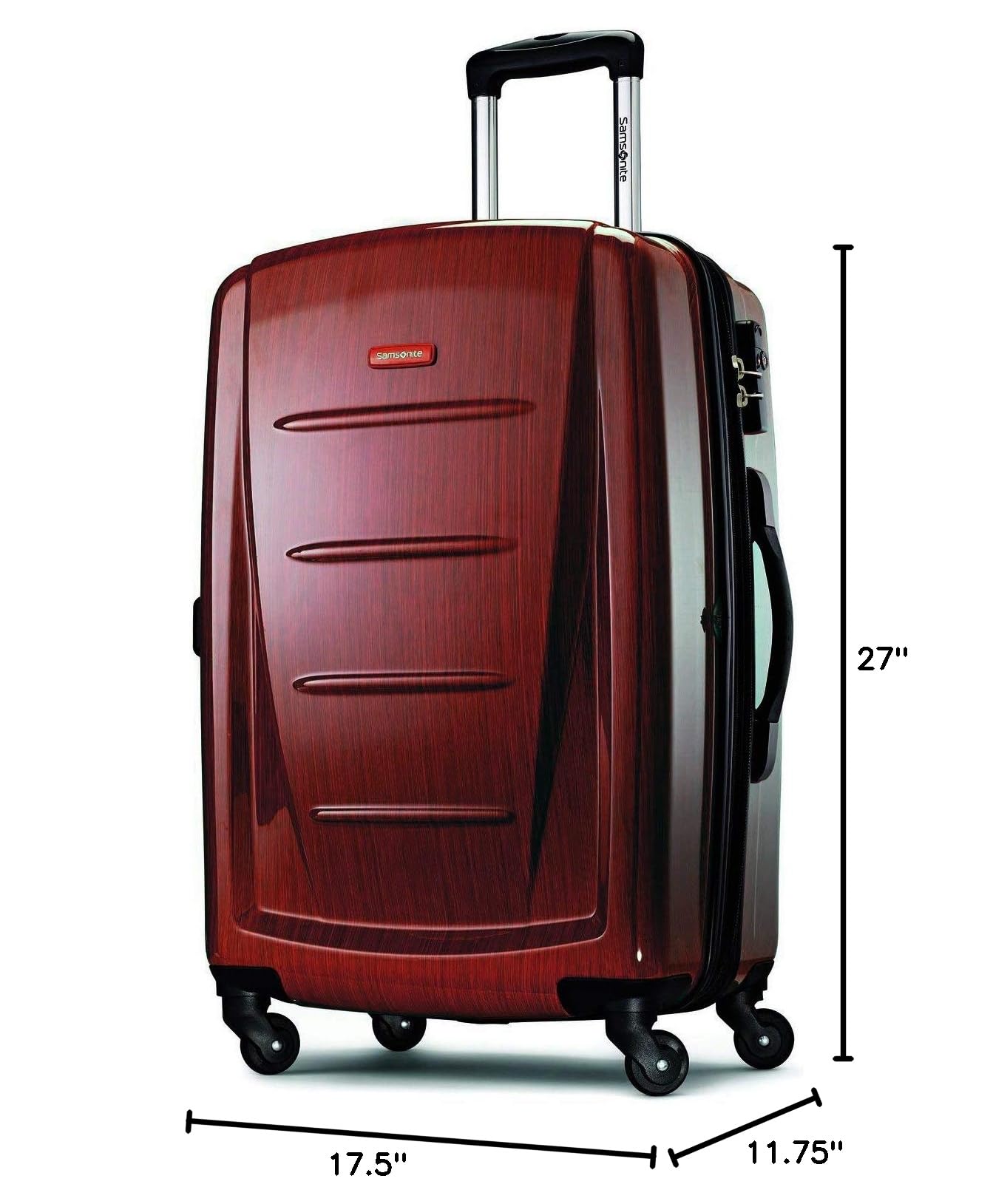Samsonite Winfield 2 Hardside Expandable Luggage with 360° Spinner Wheels, Burgundy, 24-Inch Checked-Medium Suitcase - Perfect for Business Travel & Vacation Packing