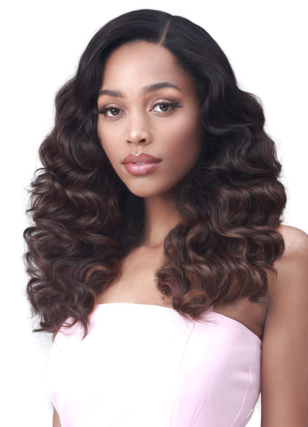 Bobbiboss 13x7 HD Lace Front Wig - Long Curly Natural Black Synthetic Hair with Baby Hair | Heat Resistant Wavy Wigs for Women (Color 1B) | Perfect for Cosplay, Daily Wear & Special Occasions