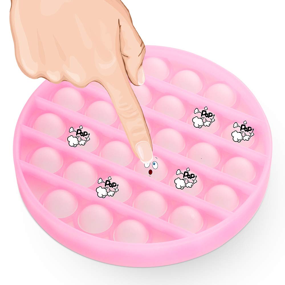 Glow in The Dark Push Pop Bubble Sensory Fidget Toy - Silicone Stress Reliever for Adults & Kids - Fluorescent Anxiety Relief Toy (Pink) - Perfect for ADHD, Autism, Office & Classroom Focus