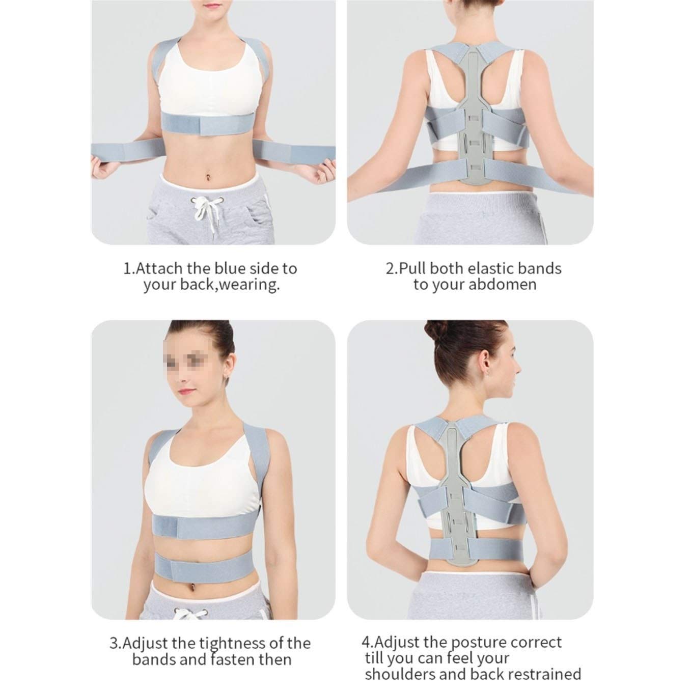 Adjustable Back Posture Corrector Belt - Clavicle, Spine & Shoulder Support - Lumbar Posture Correction Brace (Large, Purple) - Ideal for Office Work, Driving & Pain Relief