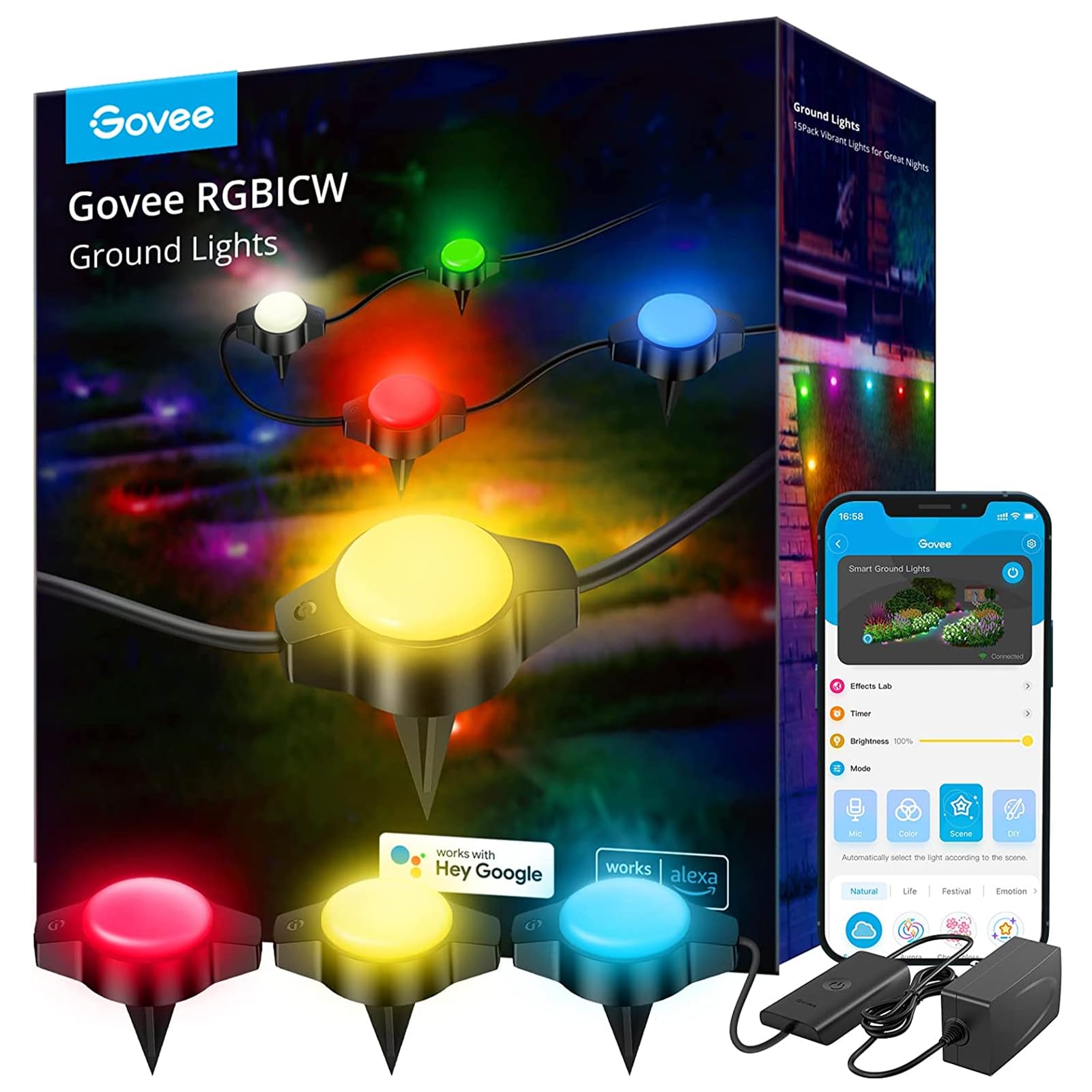 Govee 15-Pack RGBIC Outdoor Pathway Lights with Warm White - IP67 Waterproof, 36ft Low Voltage Walkway Lighting, App Control, 43 Scene Modes, Music Sync (80 LM) - Perfect for Garden, Patio, Driveway & Landscape Lighting