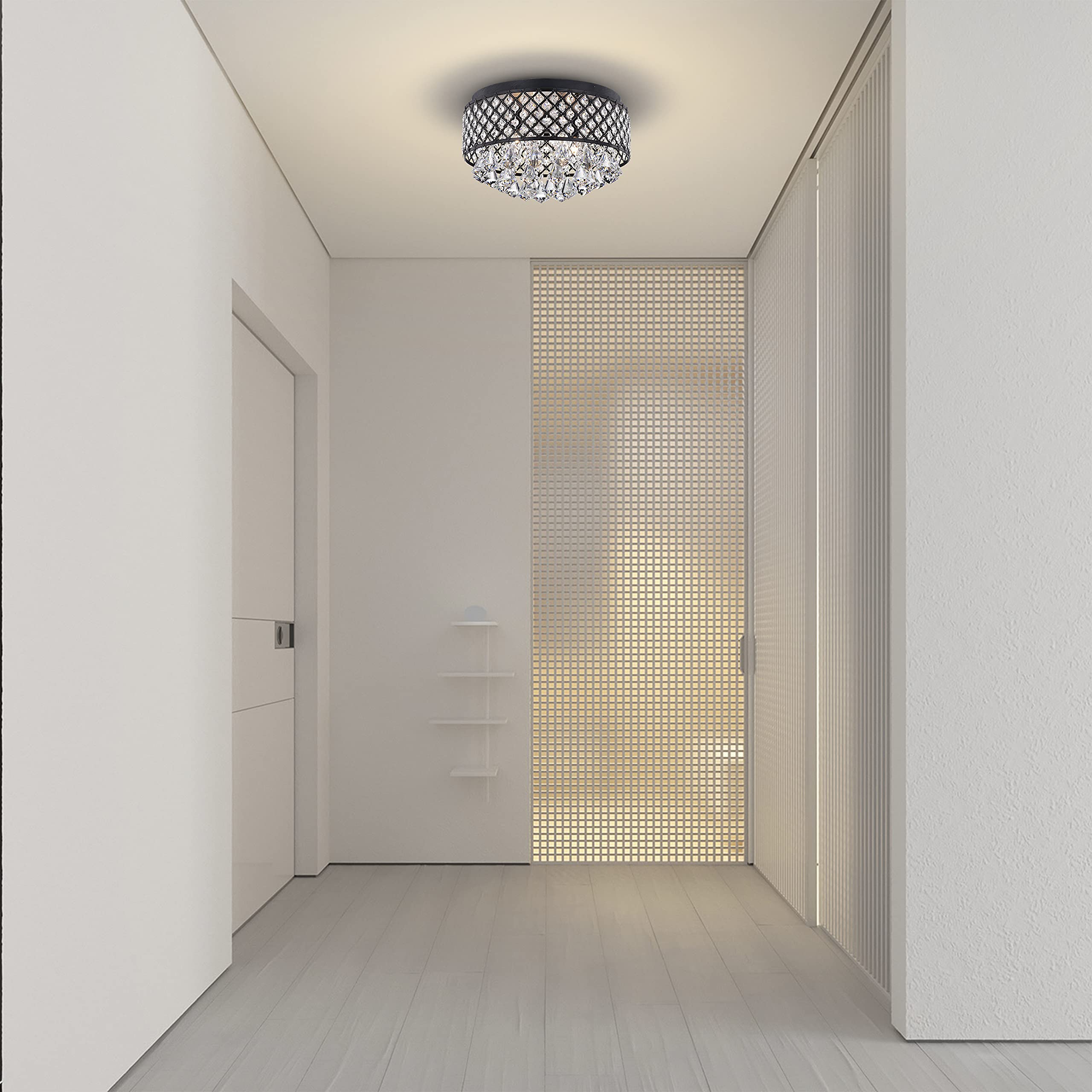 4-Light Modern Drum Chandelier Flush Mount Ceiling Light Fixture - 16.5
