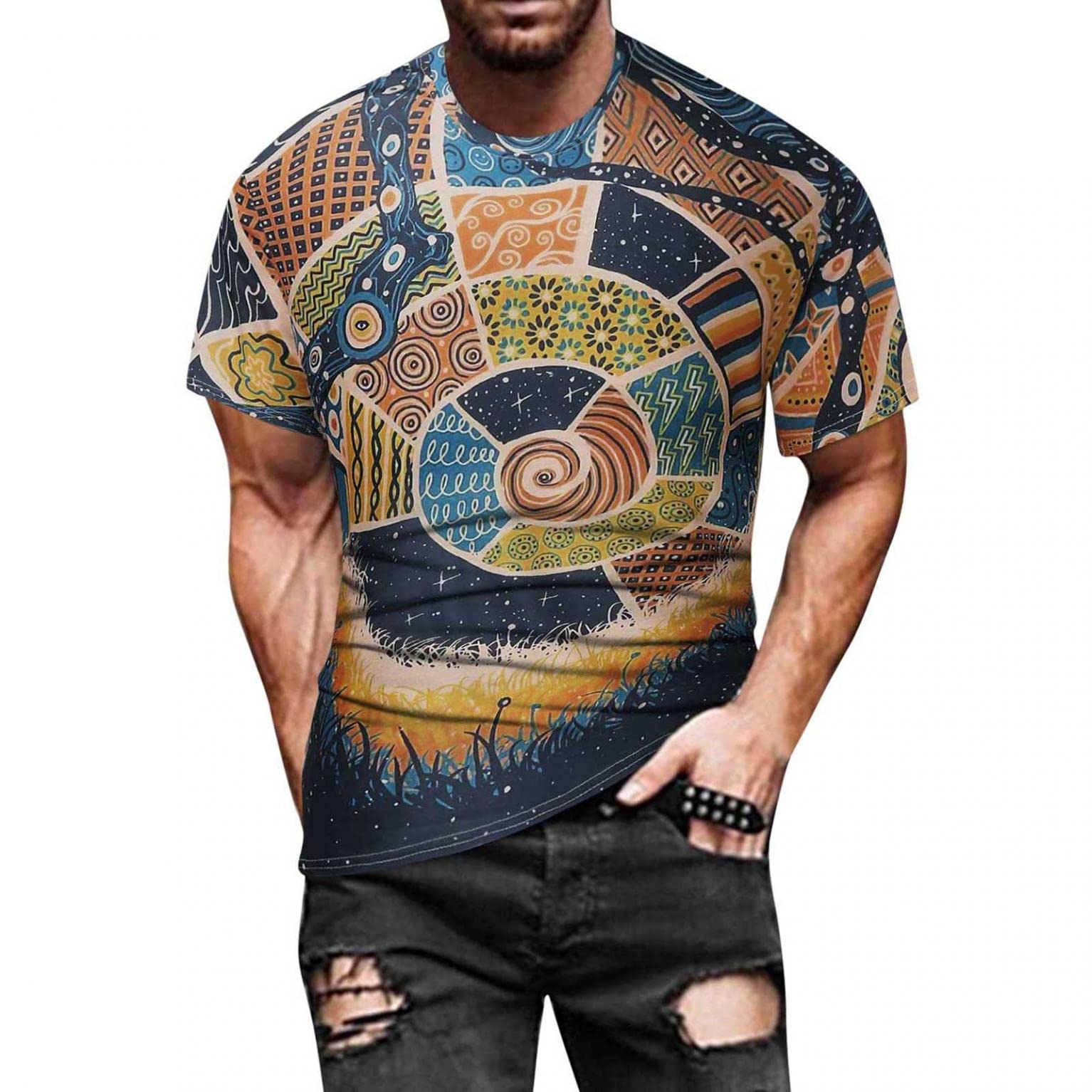 Funny Patriotic American Flag T-Shirt for Men - Plus Size Independence Day Print Short Sleeve Summer Top | Perfect for 4th of July Celebrations, BBQ Parties & Patriotic Events