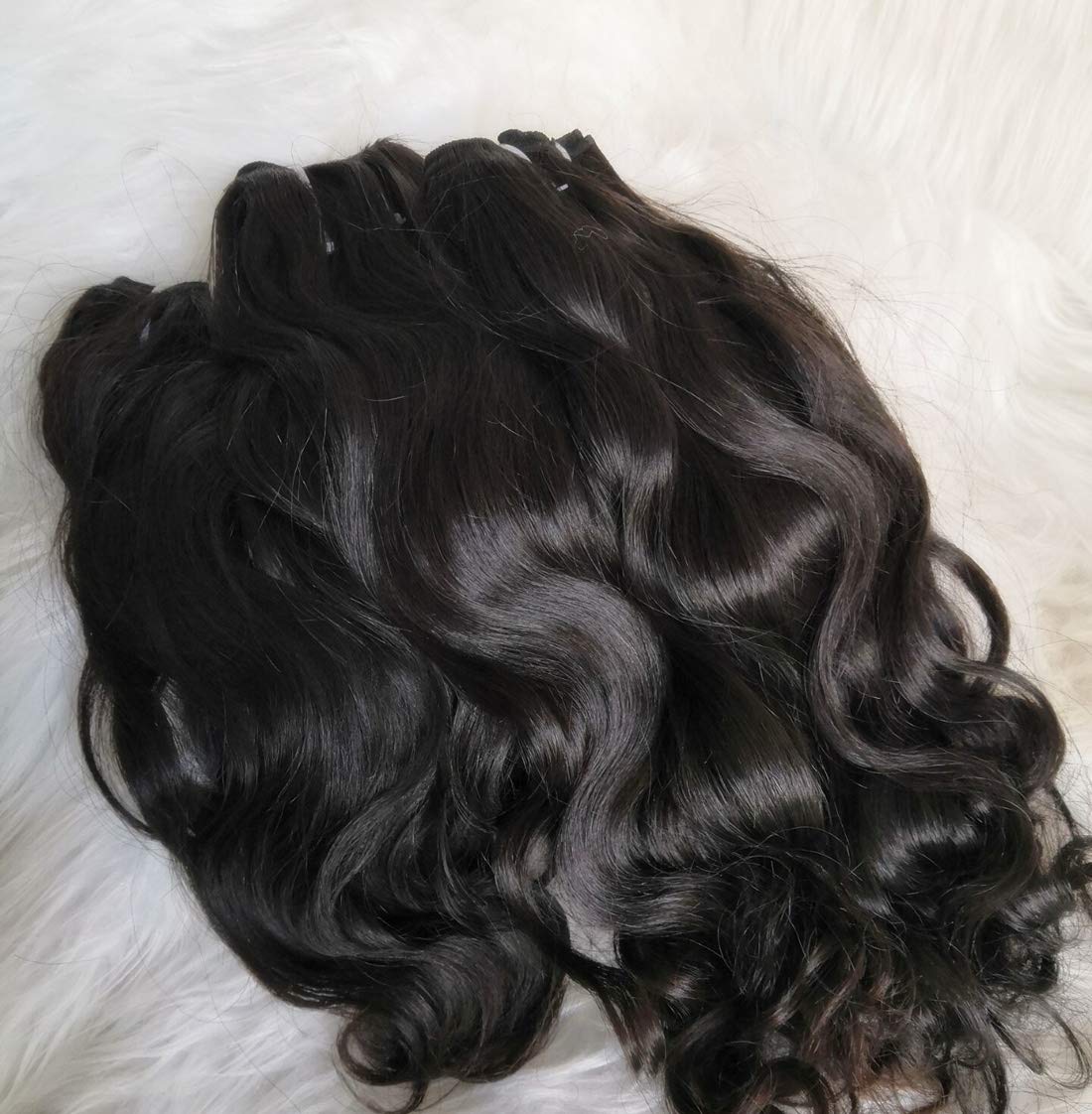 Raw Indian Temple Hair Natural Wavy Unprocessed Cuticle Aligned Virgin Human Hair Extensions - Double Wefted 3 Bundles (12