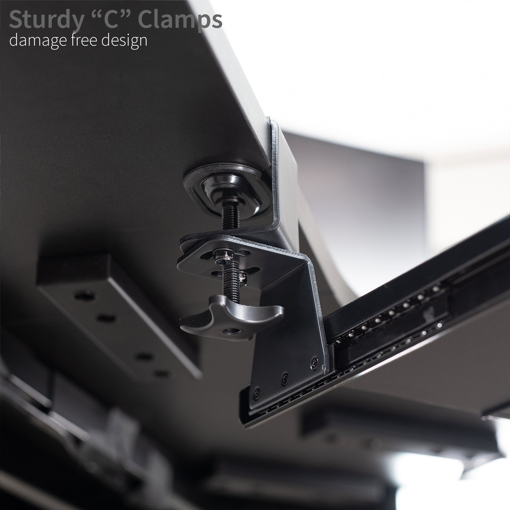 Ergonomic Clamp-On Keyboard Tray for Corner Desks - Adjustable Under Desk Keyboard Drawer for Home & Office Workspace - Perfect for Computer Workstations, Gaming Setups, and Small Office Spaces