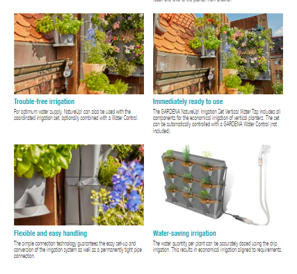 Gardena NatureUp! Vertical Garden Set with Automatic Watering System - Perfect for Balcony, Patio, and Small Space Gardening