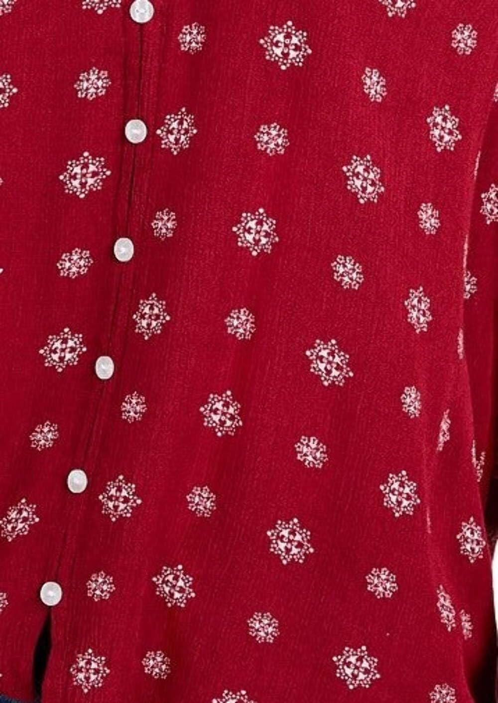 Women's Juniors' Crochet-Trim Blouse - Maroon Boho Chic Top Size Large for Casual Wear, Date Night & Summer Outfits