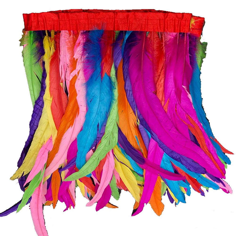 MELADY 10''-12'' Fashion Dress Sewing Crafts Costumes Decoration Rooster Feather Fringe Trim - Colorful 1 Yard for DIY Projects, Costume Accessories, and Home Decor