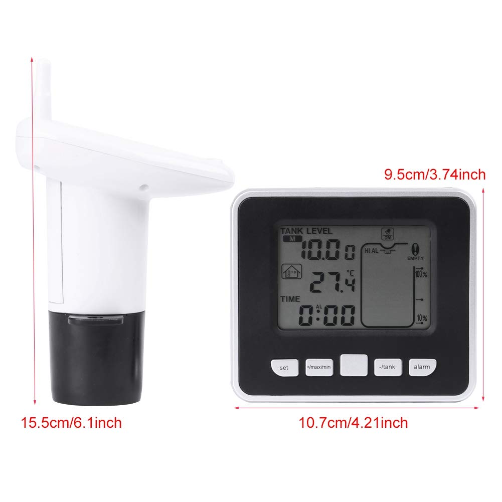 Liukouu Ultrasonic Water Level Sensor with Touch Control - Black | High Precision Liquid Level Detection for Tanks, Pools, and Industrial Applications