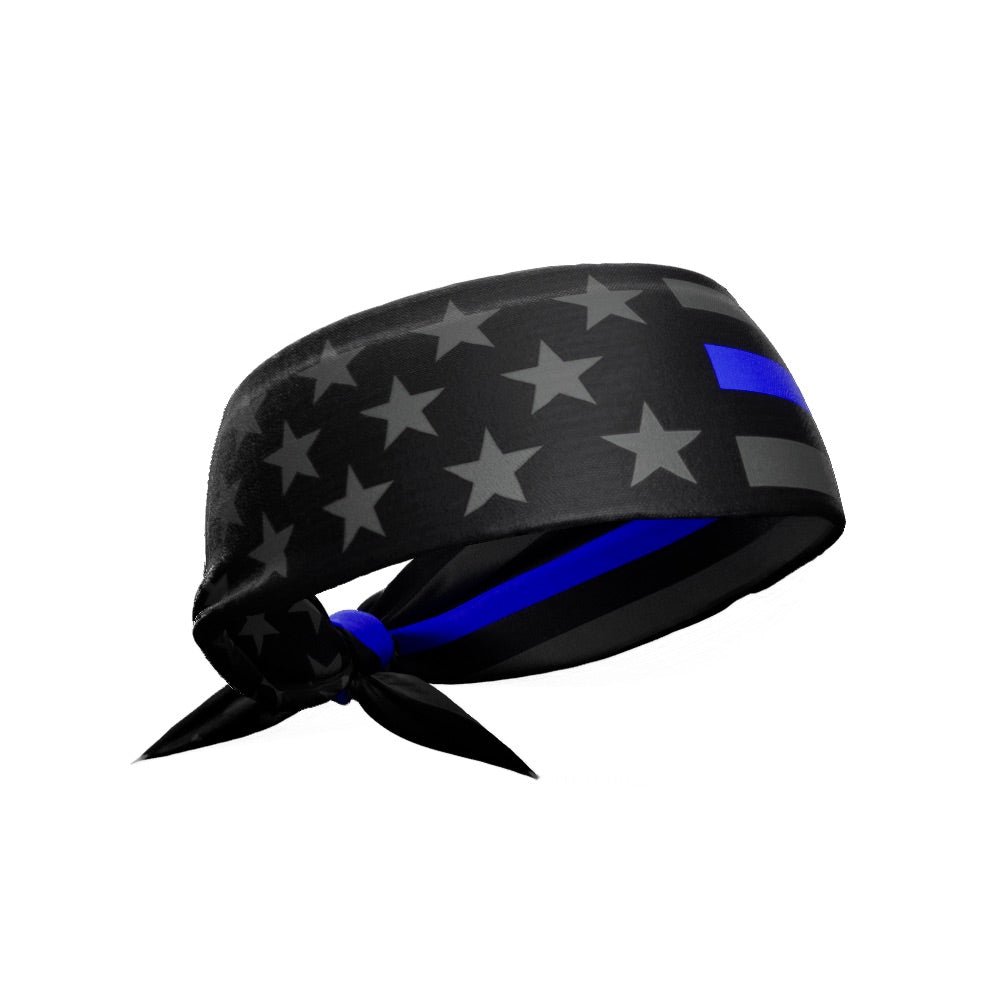 Thin Blue Line Tie Headband - Adjustable Police Support Headband for Men & Women - Perfect for Workouts, Running, and Showing Law Enforcement Support
